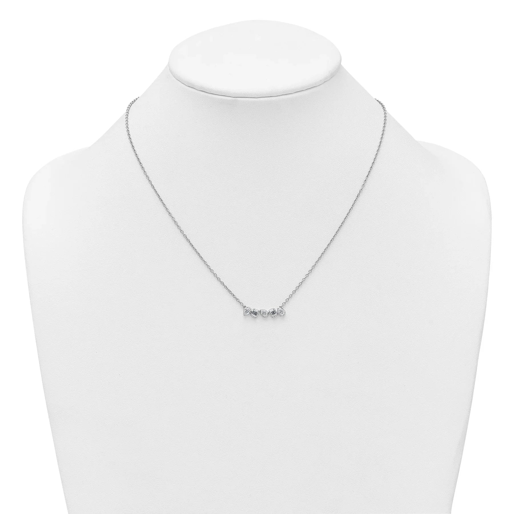 14K White Gold Lab Grown Diamond Bar Necklace - Fine Diamond