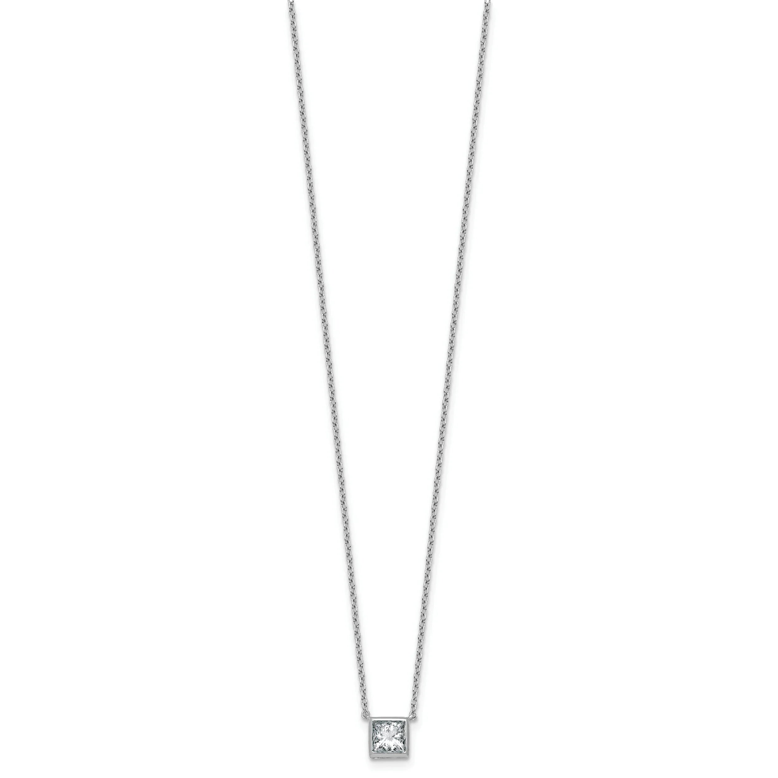 14k White Gold Lab Grown Diamond Solitaire Necklace - Fine Diamond