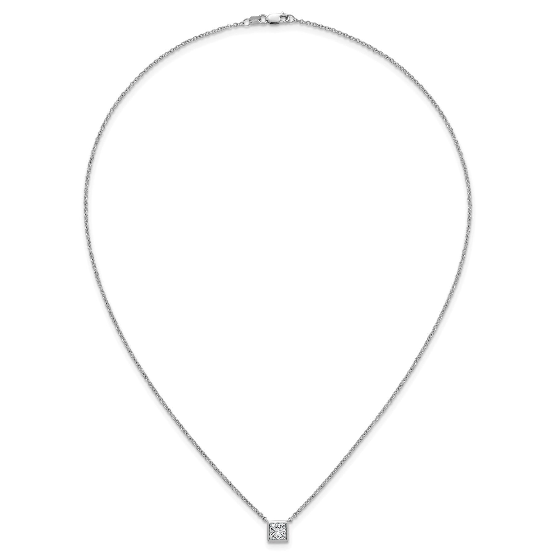 14k White Gold Lab Grown Diamond Solitaire Necklace