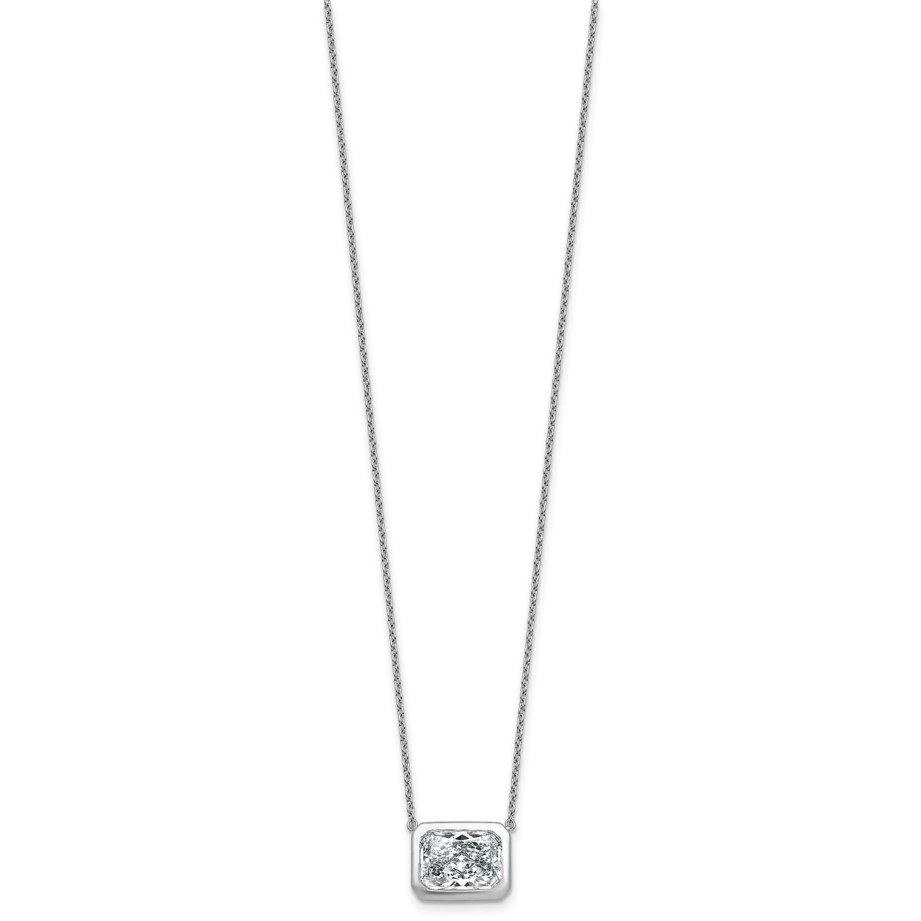 14k White Gold Lab Grown Diamond Bezel Set Solitaire Necklace