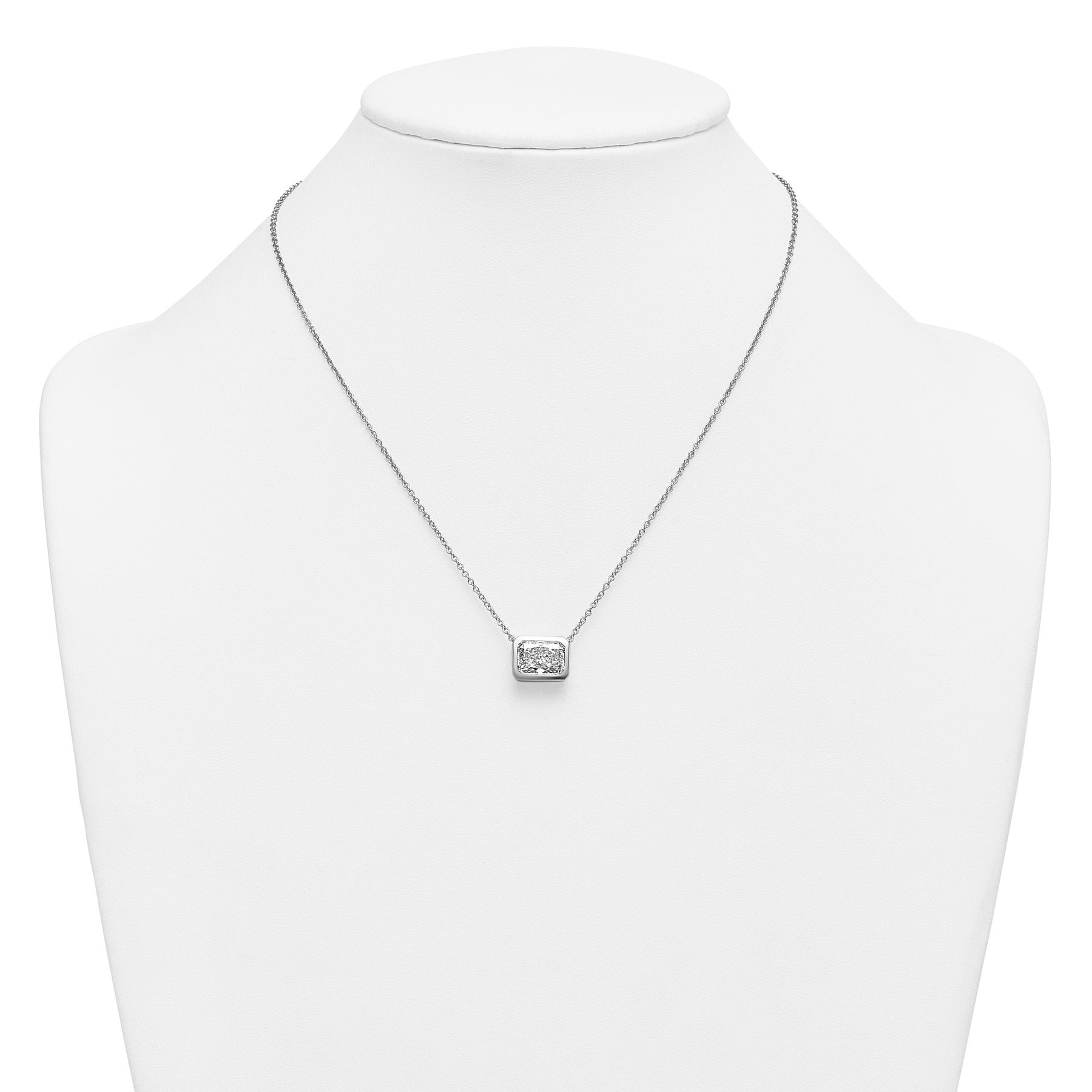 14k White Gold Lab Grown Diamond Bezel Set Solitaire Necklace