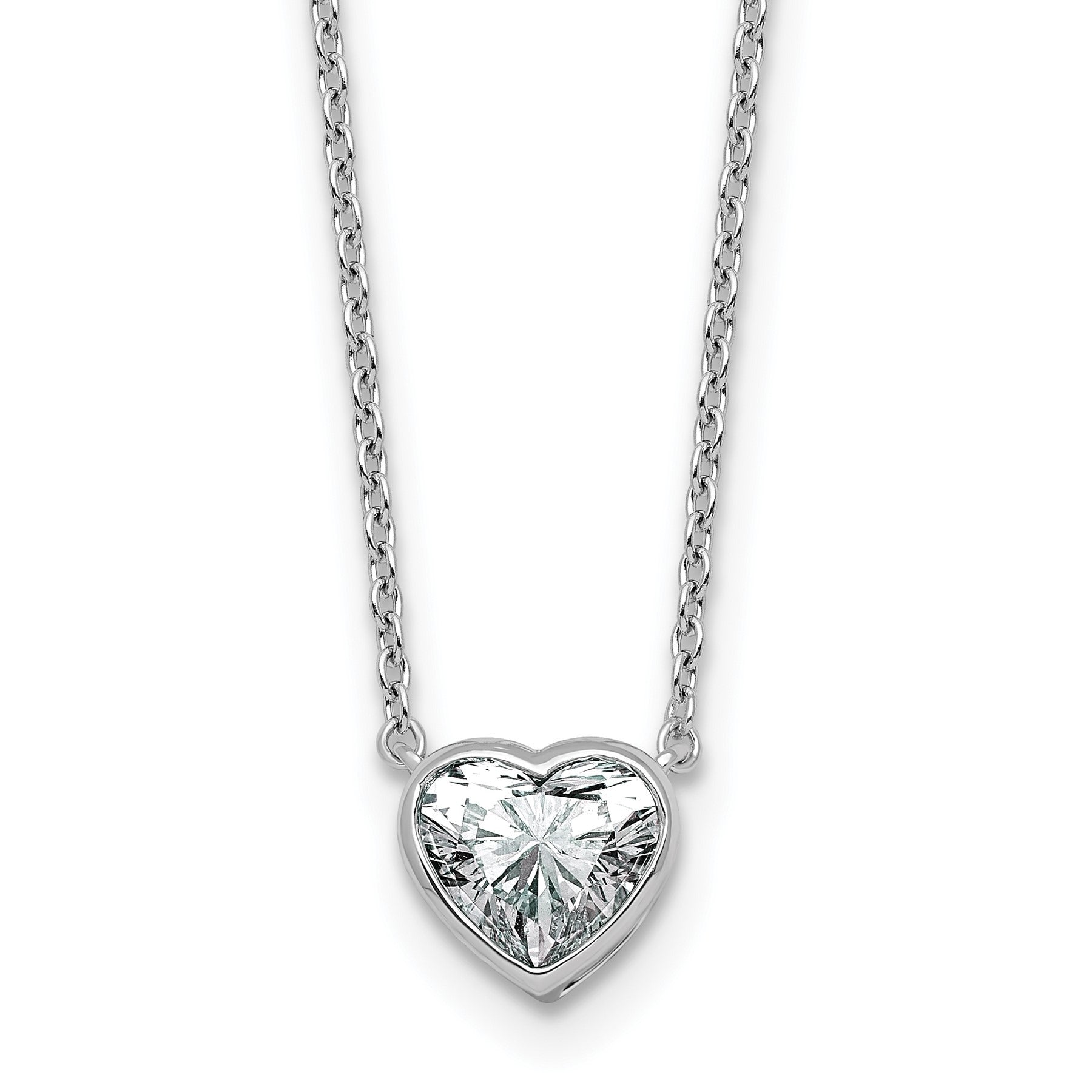 14k White Gold Lab Grown Diamond Solitaire Heart Necklace
