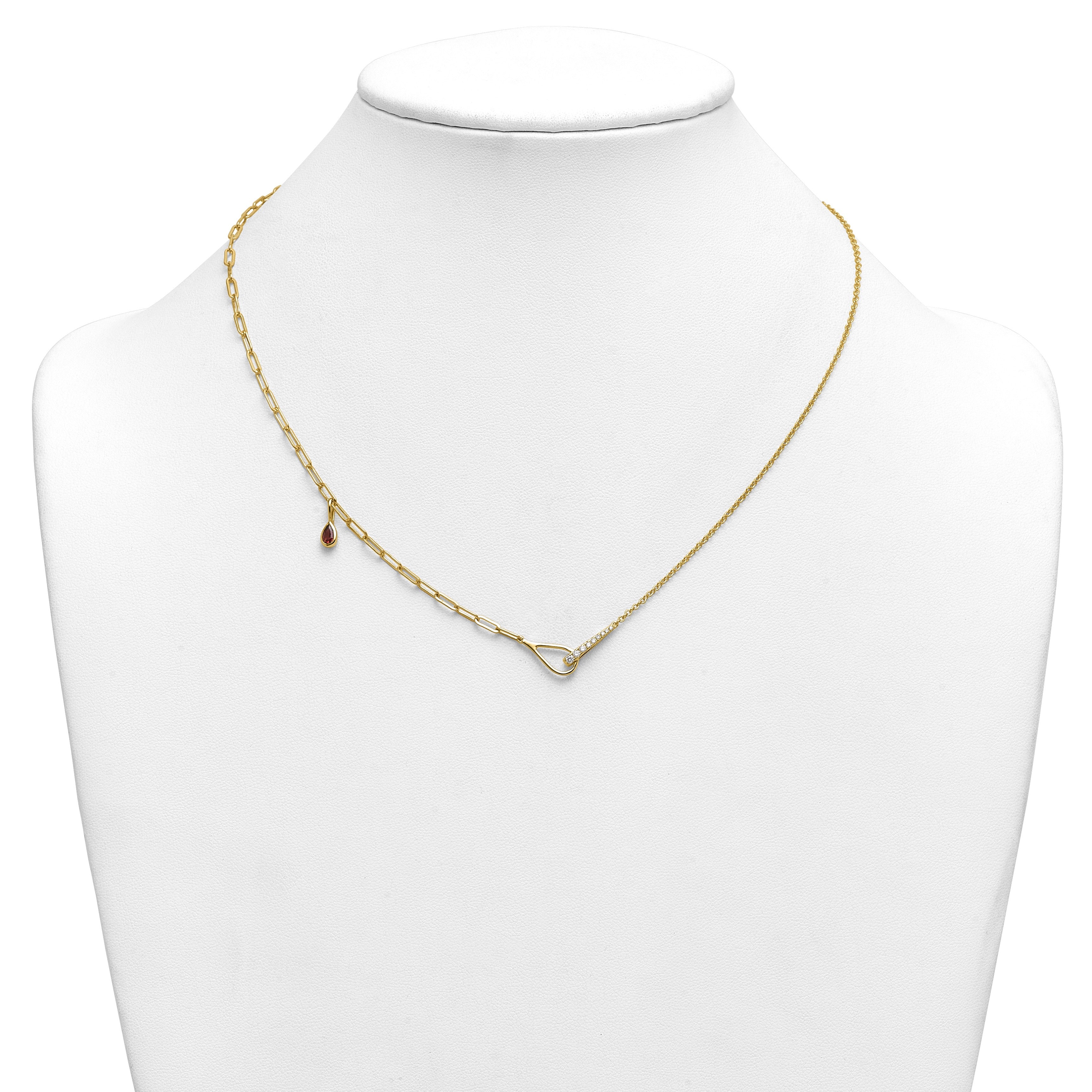 0.11 Ct Round White Lab Grown Diamond Prong 14K Yellow Gold Utility Chic Paperclip Cable Chain Necklace