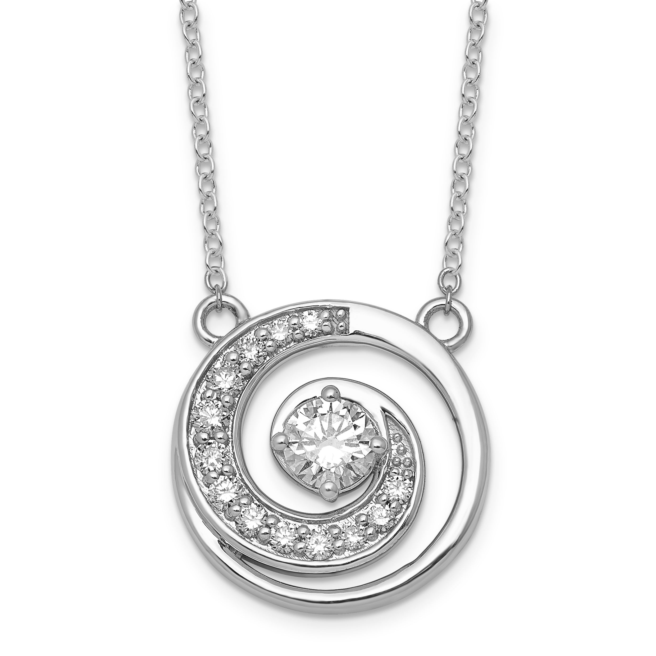 Round White Lab Diamond Prong 14k Gold Pendant Necklace
