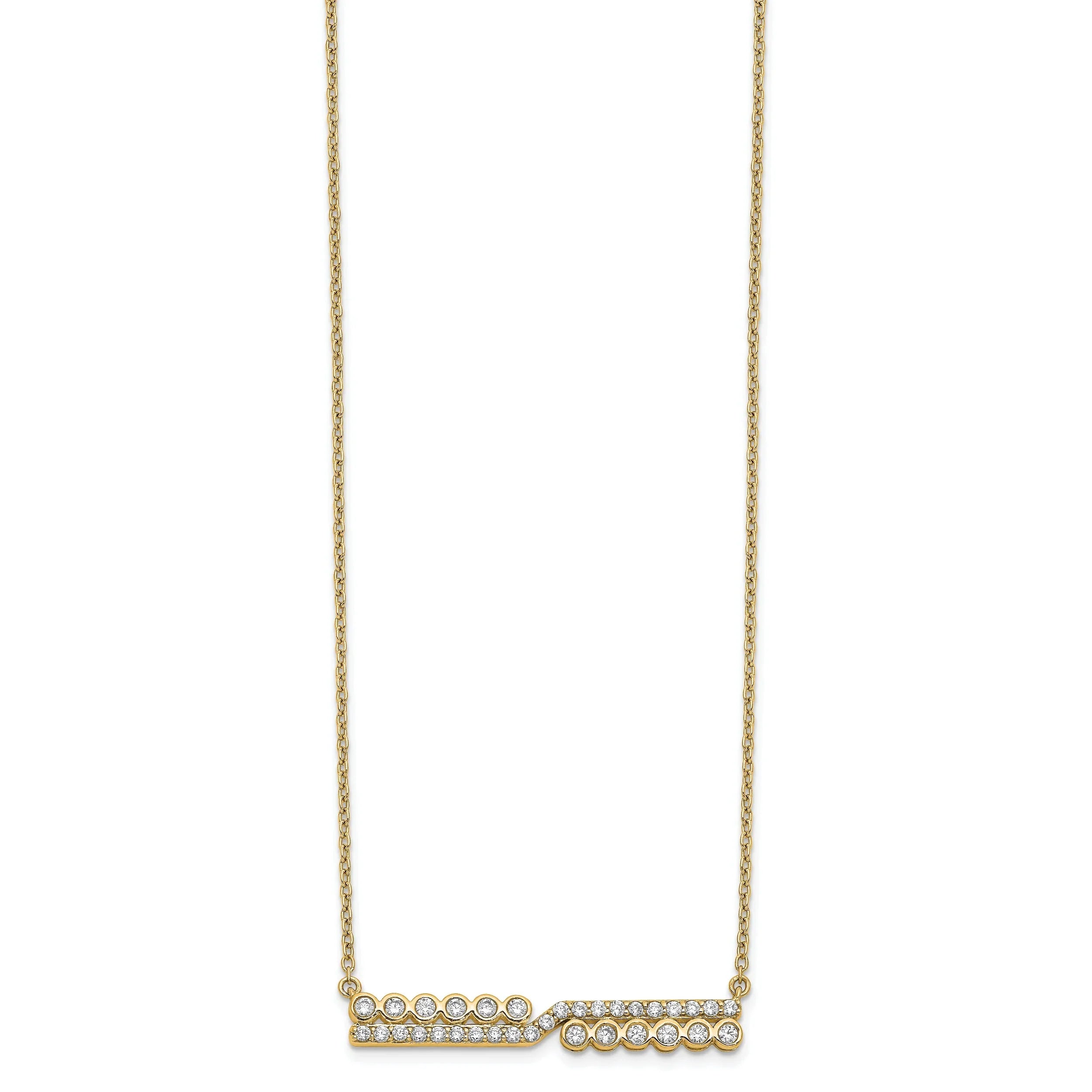 14K Gold Lab Grown Diamond Bar Necklace - Fine Diamond