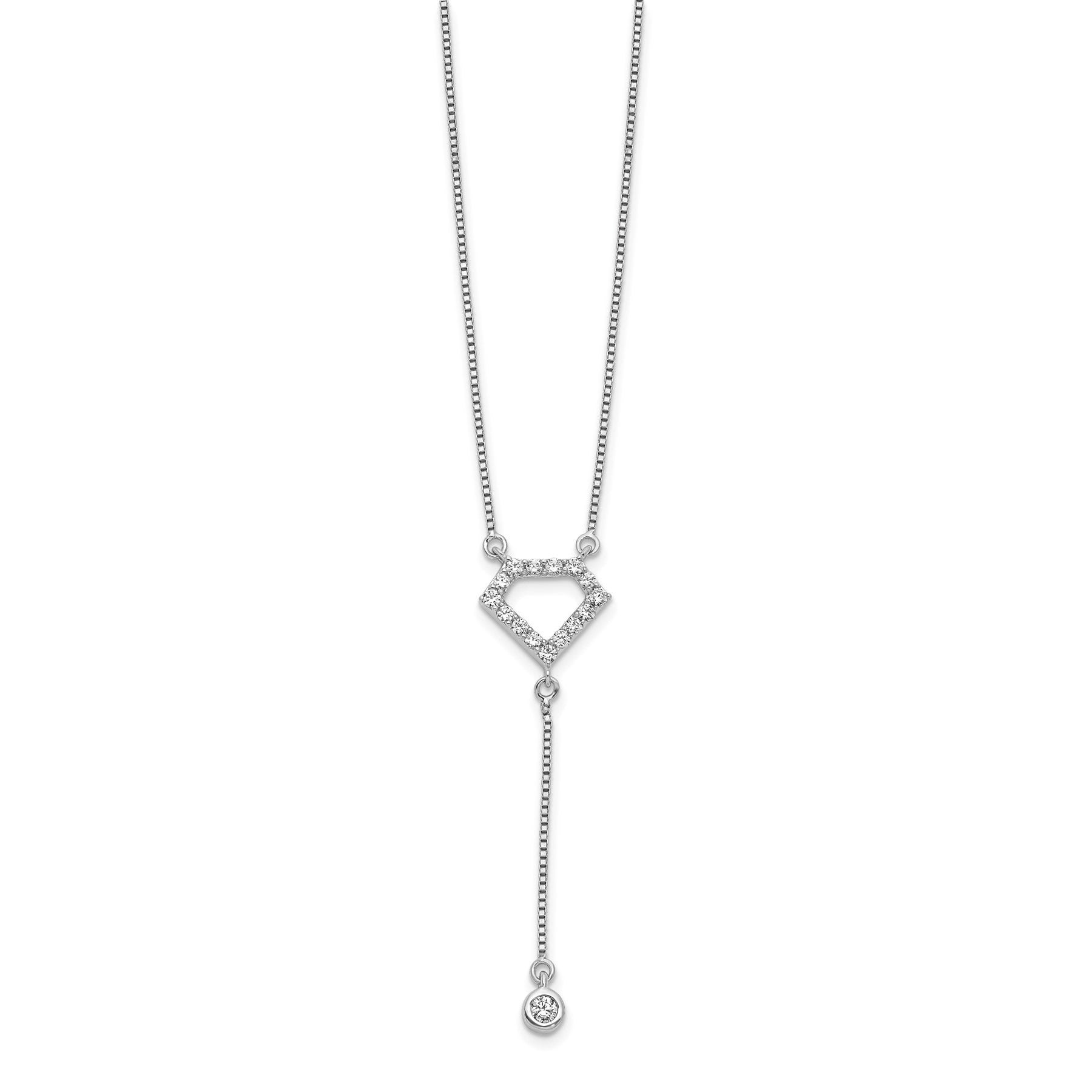 14k White Gold Lab Grown Diamond Dangle Necklace 1/4 ctw