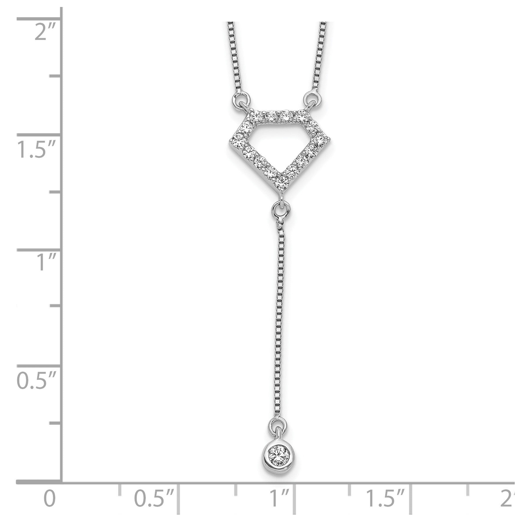 14k White Gold Lab Grown Diamond Dangle Necklace 1/4 ctw