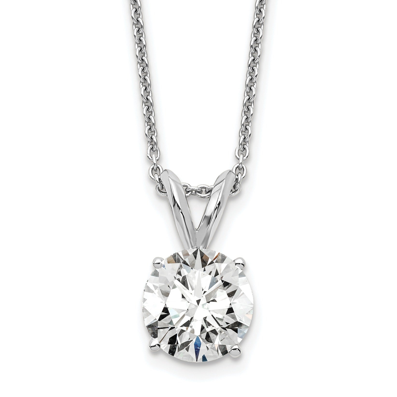 14 Carat Round Lab Grown Diamond Solitaire Necklace