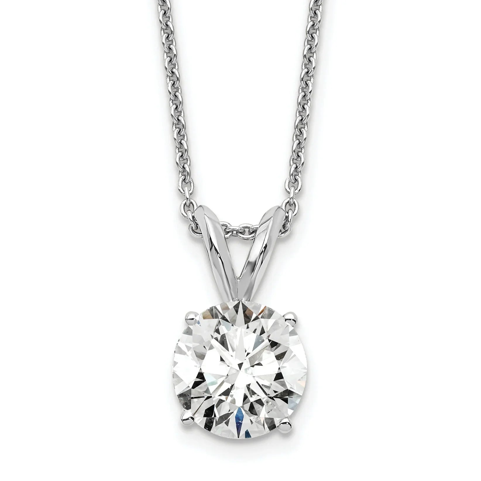 14 Carat Round Lab Grown Diamond Solitaire Necklace - Fine Diamond