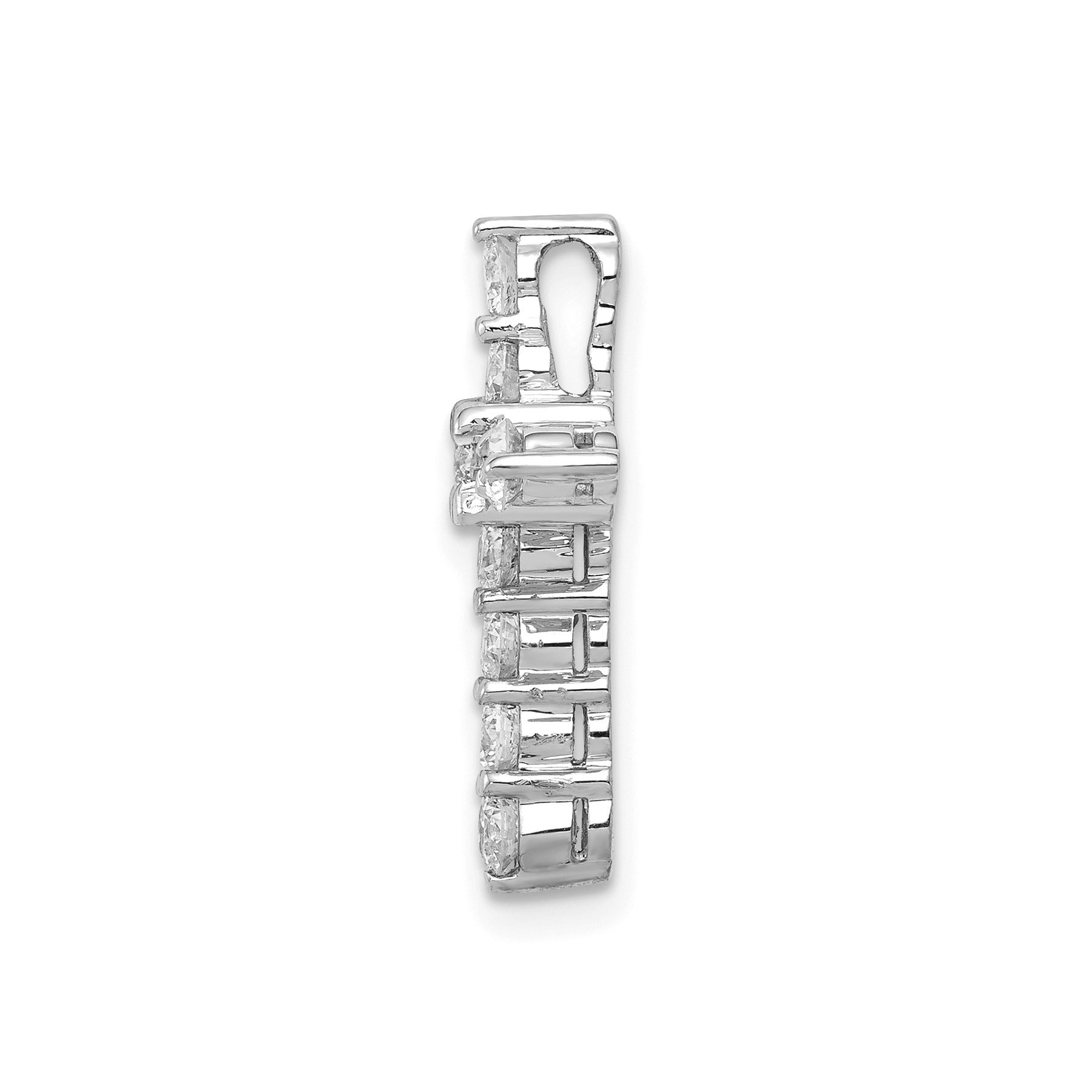 14k White Gold 3/4 carat Lab Grown Diamond Cross Chain Slide Pendant