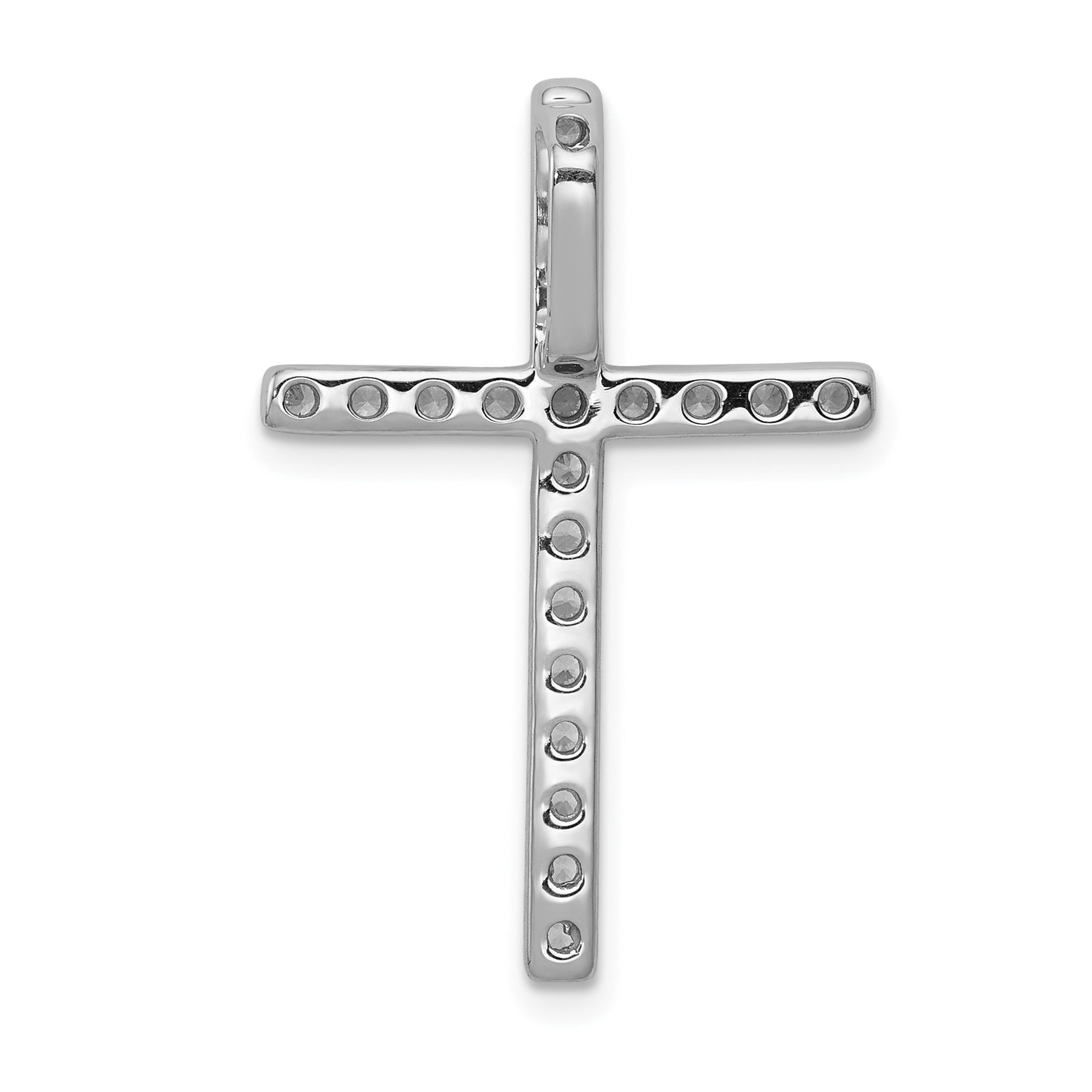 14k White Gold 1/2 carat Lab Grown Diamond Cross Chain Slide Pendant
