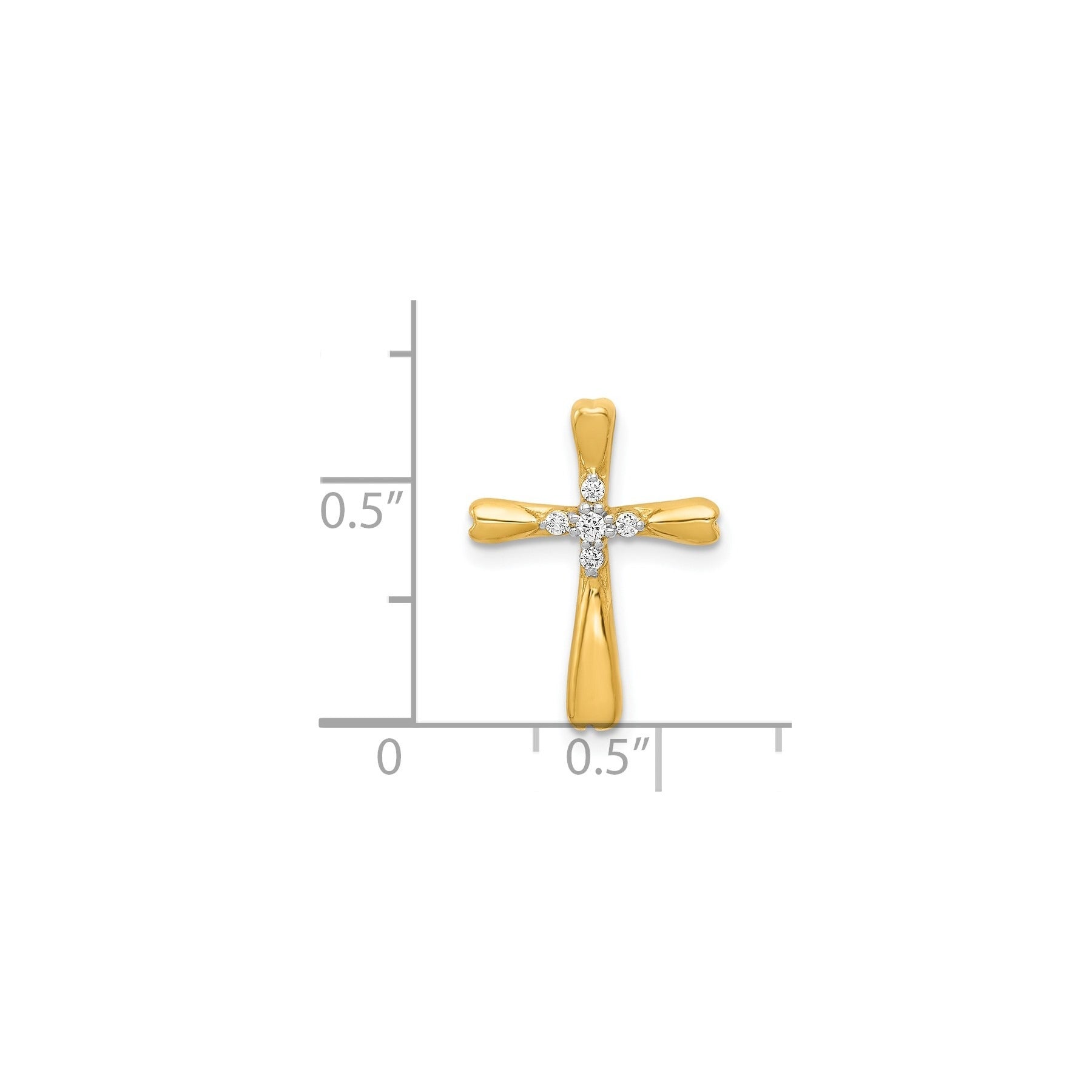 14k Gold 1/10 carat Lab Grown Diamond Cross Chain Slide Pendant