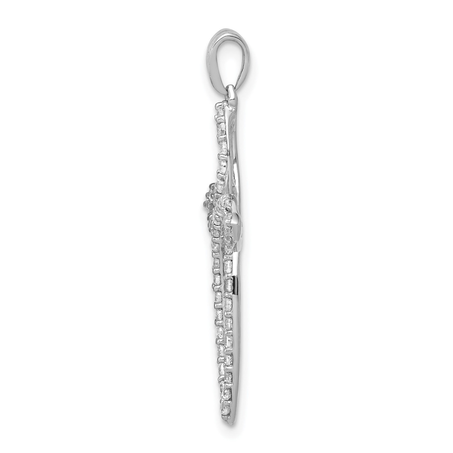 14k White Gold 1/2 carat Lab Grown Diamond Cross Pendant