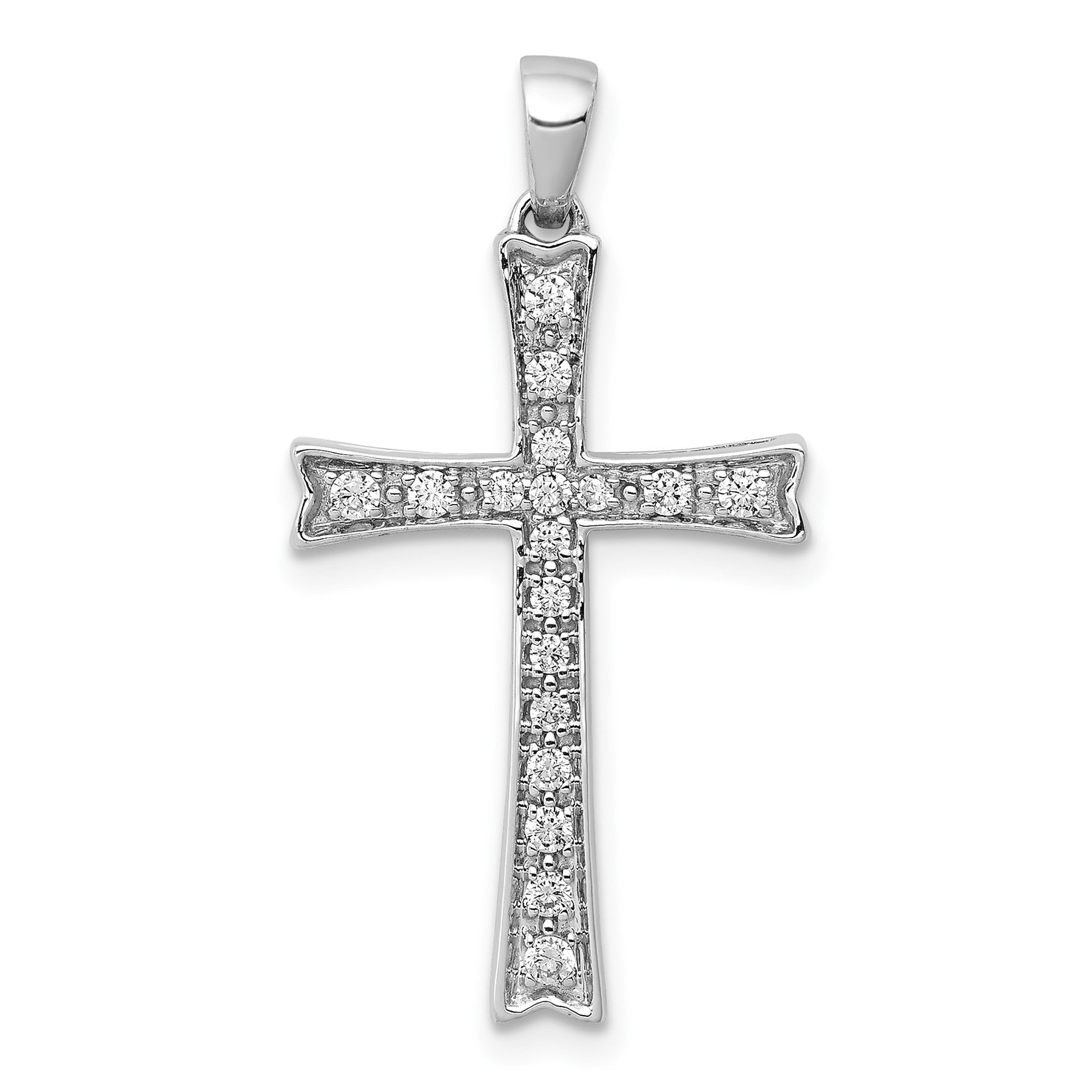 14k White Gold 1/5 carat Lab Grown Diamond Cross Pendant