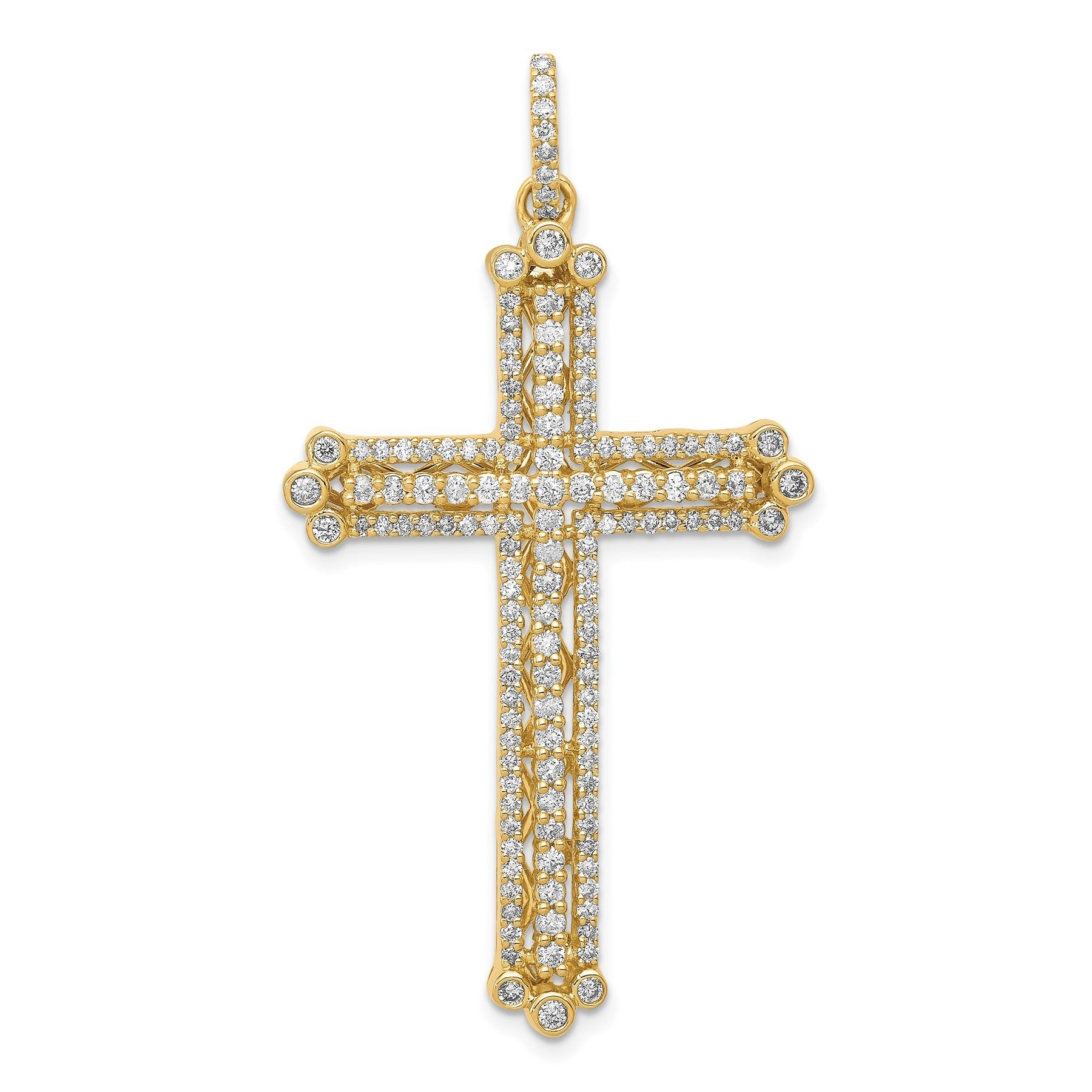 14k Yellow Gold 1 carat Lab Grown Diamond Cross Pendant