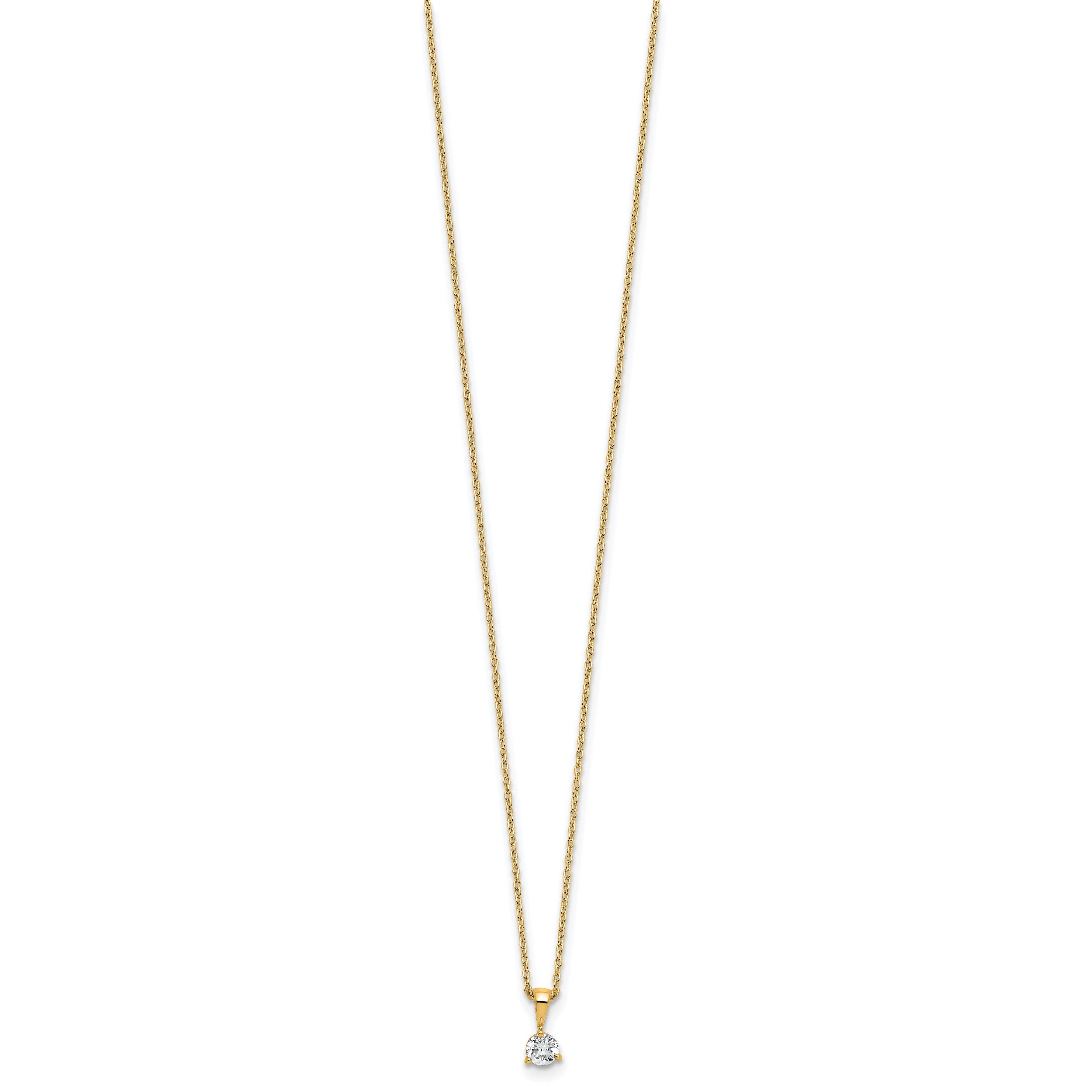 14k Gold Lab Grown Diamond Solitaire Pendant Necklace