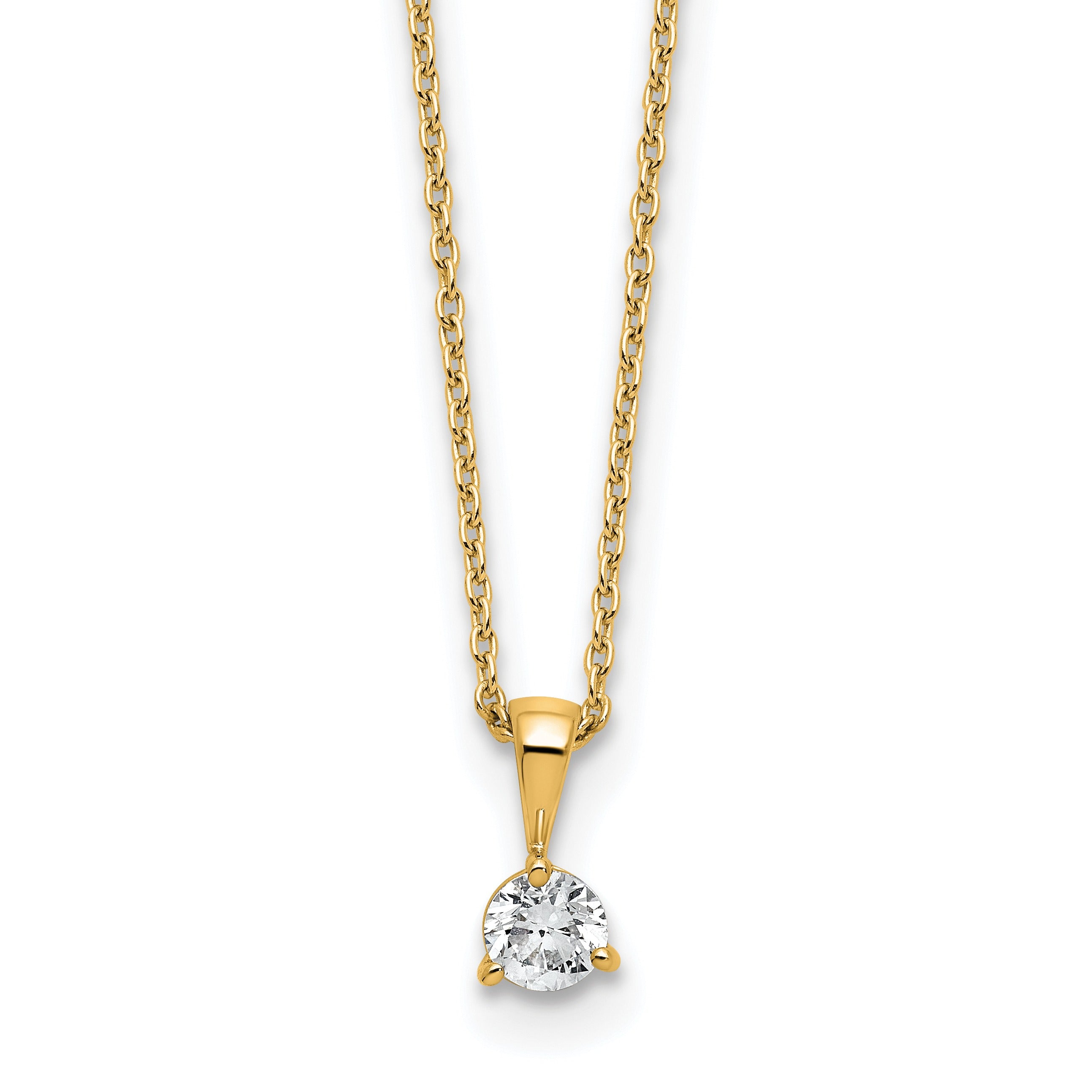 14k Gold Lab Grown Diamond Solitaire Pendant Necklace