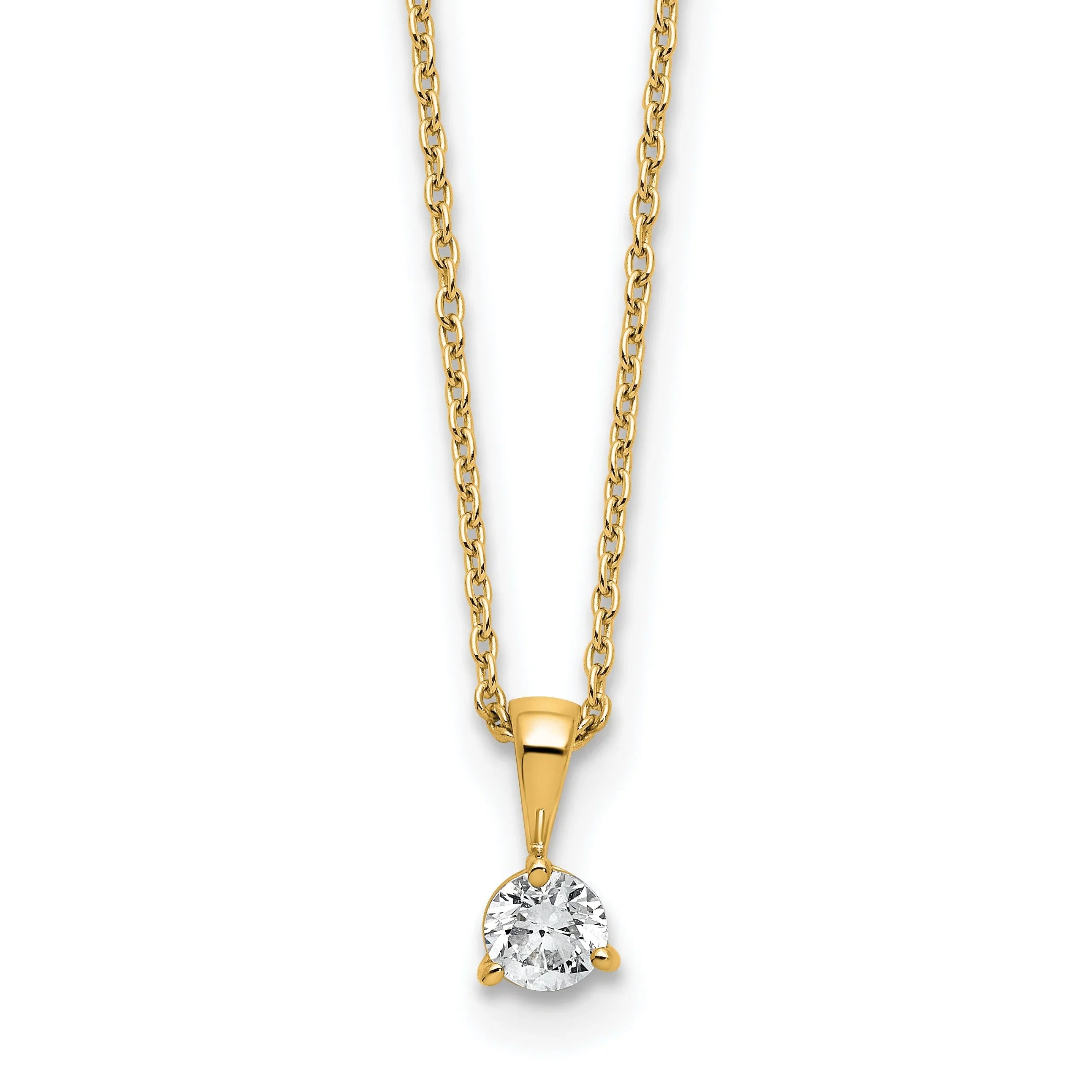 14k Gold Lab Grown Diamond Solitaire Pendant Necklace - Fine Diamond