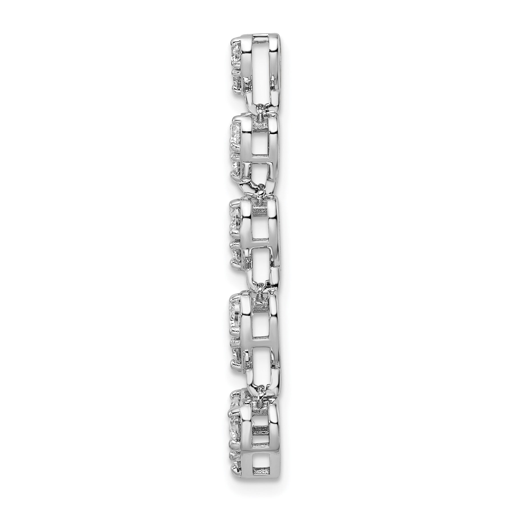 1 ct Lab Grown Diamond Five Heart Bar Pendant 14k Gold