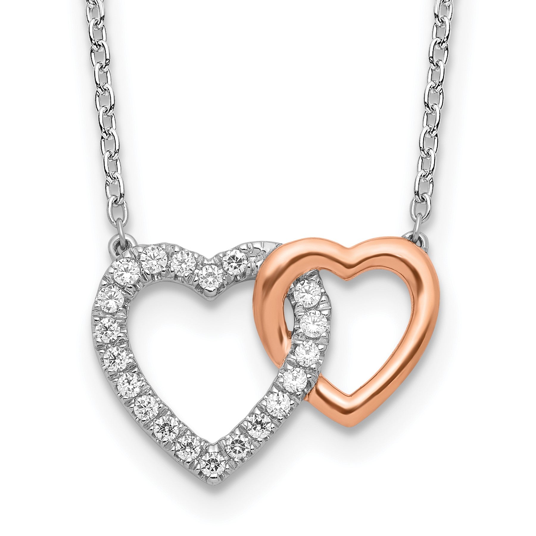 Lab Grown Diamond Interlocking Heart Necklace 14k Gold