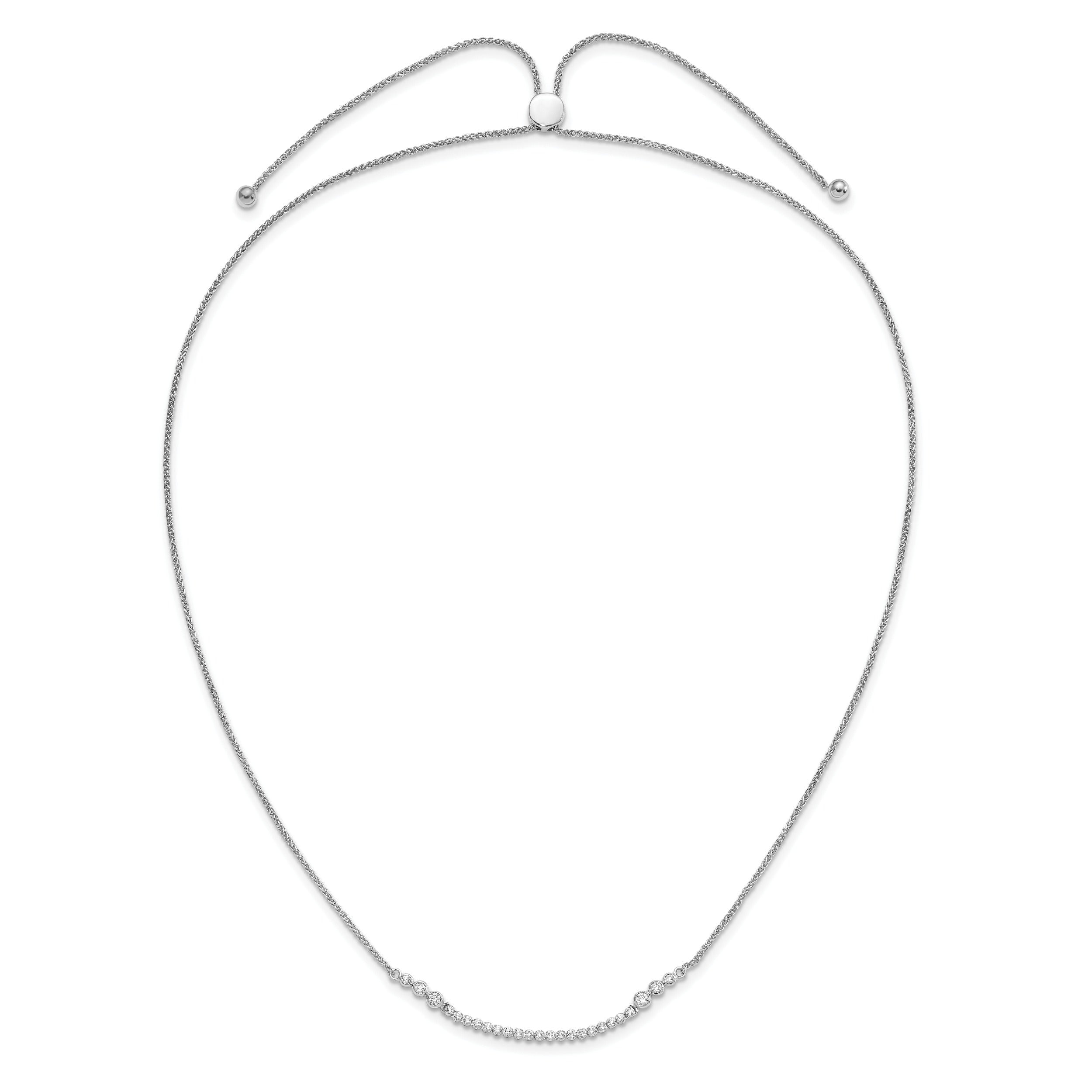 Lab Grown Diamond Tennis Style Bolo Necklace 14k White Gold