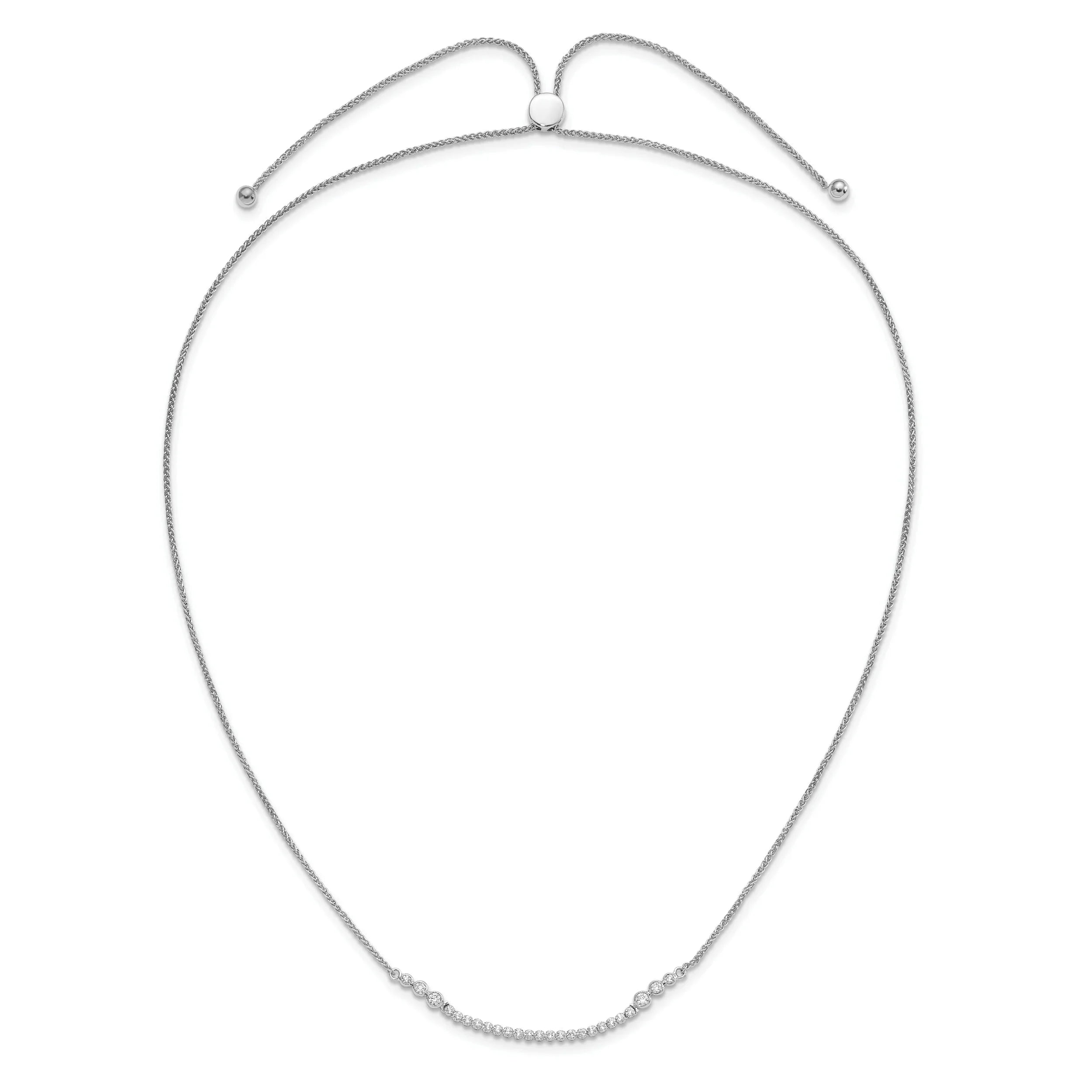 Lab Grown Diamond Tennis Style Bolo Necklace 14k White Gold - Fine Diamond