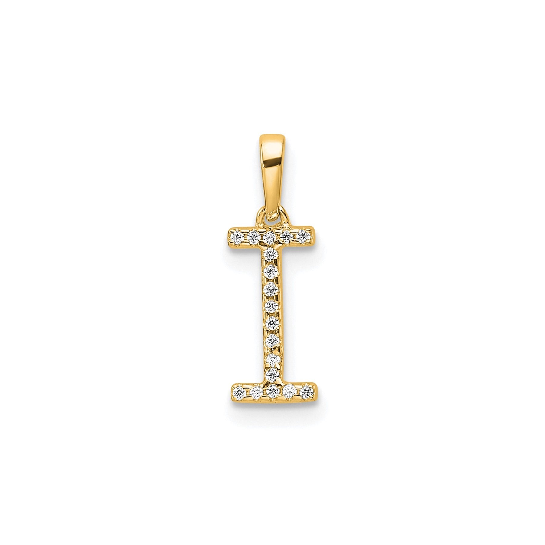 14K Gold Letter Initial Pave Diamond Pendant