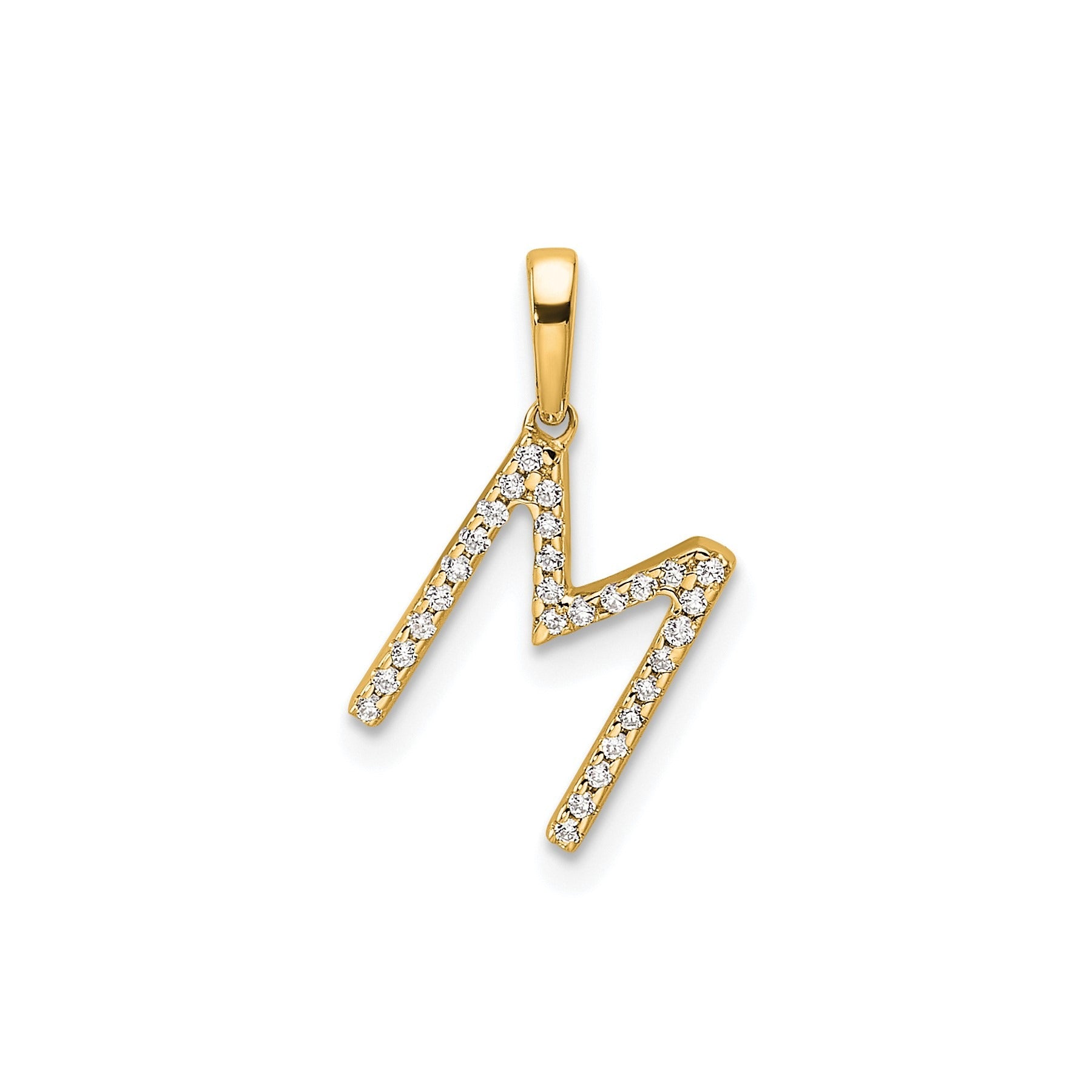 14K Gold Letter Initial Pave Diamond Pendant