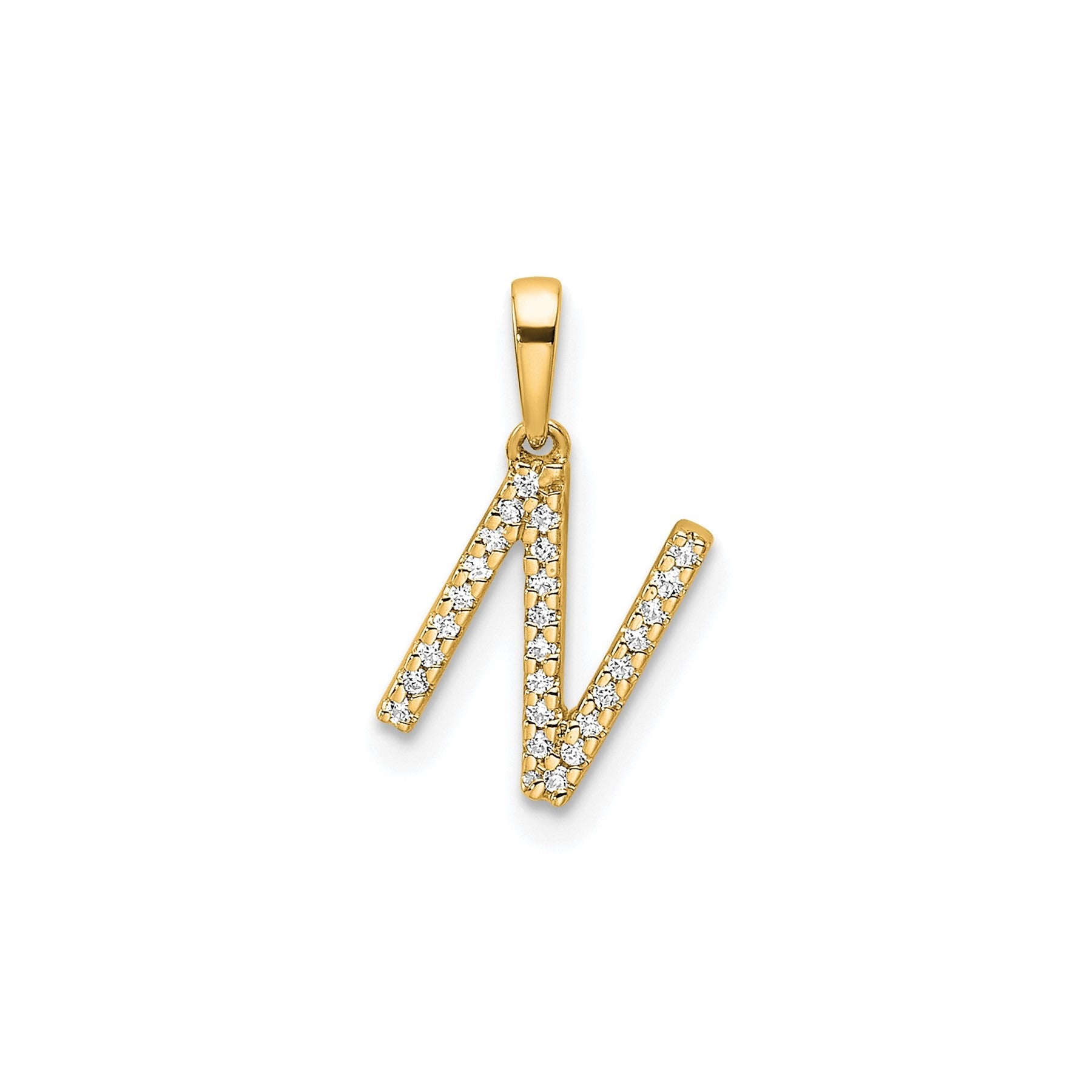 14K Gold Letter Initial Pave Diamond Pendant