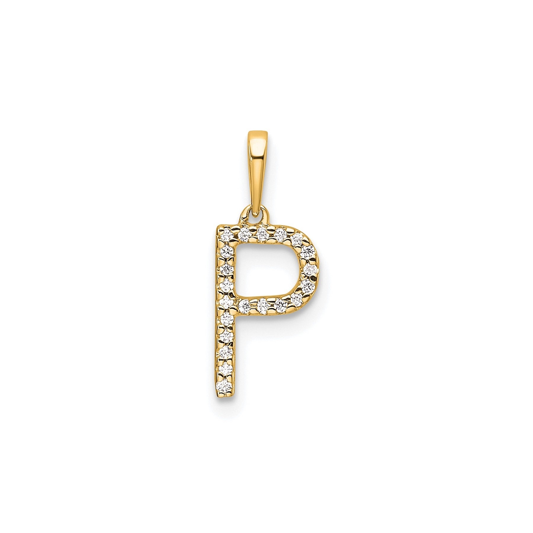 14K Gold Letter Initial Pave Diamond Pendant