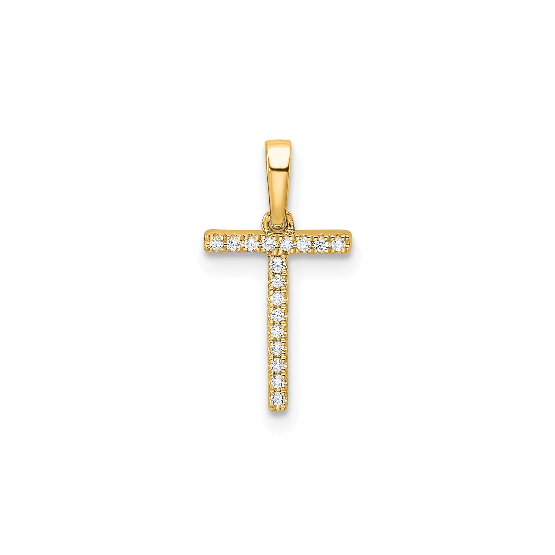 14K Gold Letter Initial Pave Diamond Pendant
