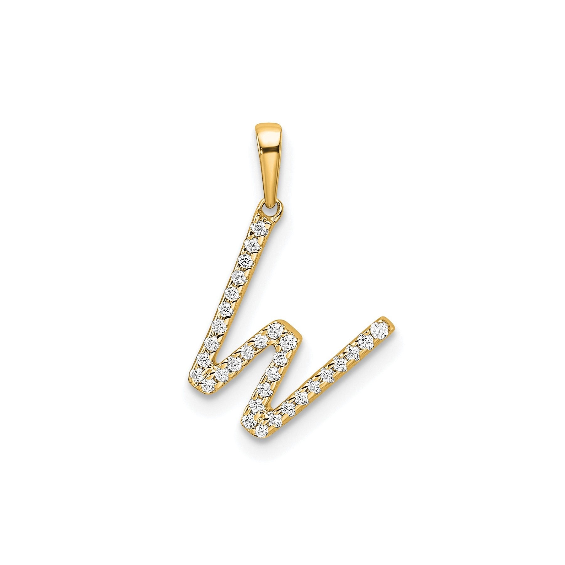 14K Gold Letter Initial Pave Diamond Pendant