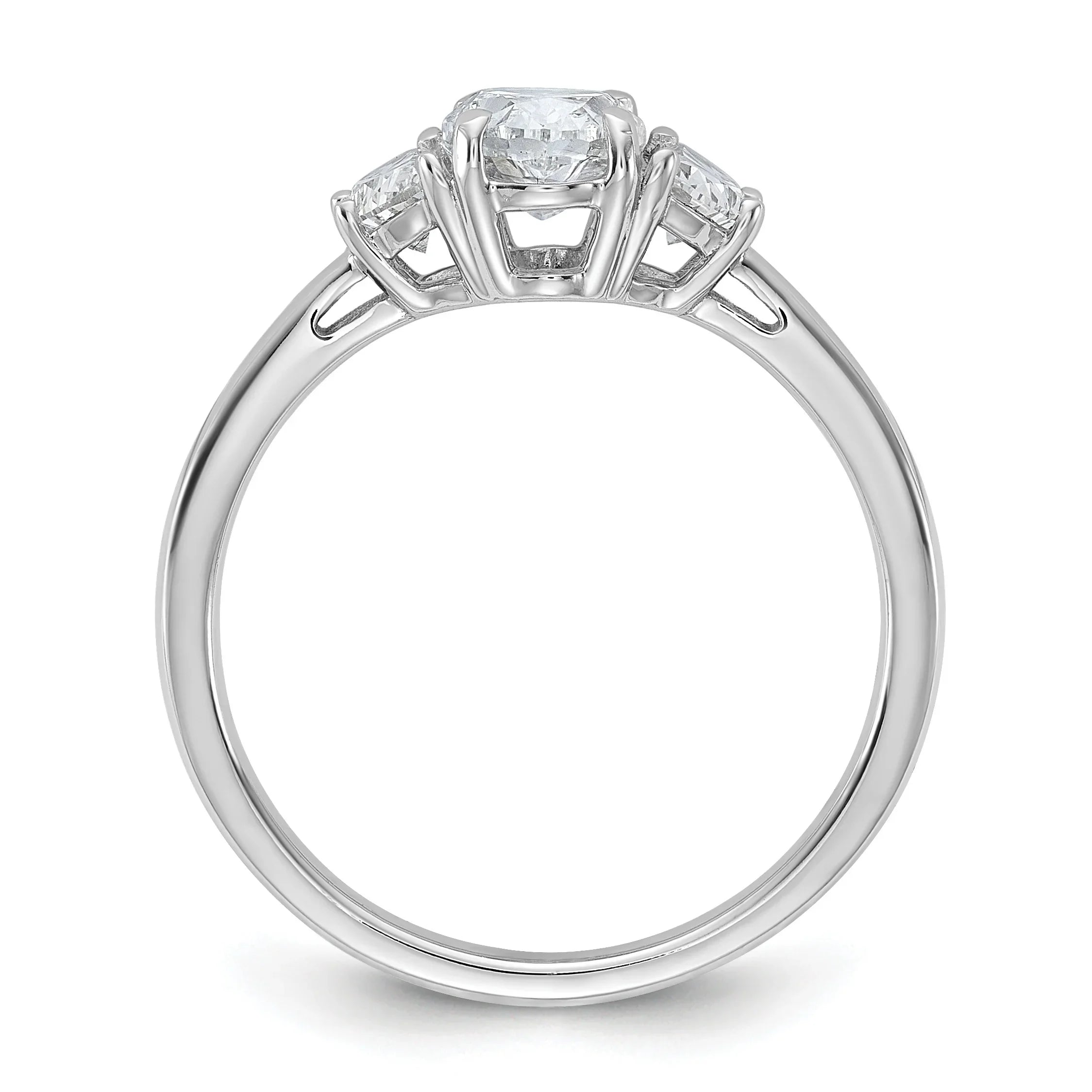 14K White Gold Lab Grown Oval Diamond 3 Stone Engagement Ring - Fine Diamond