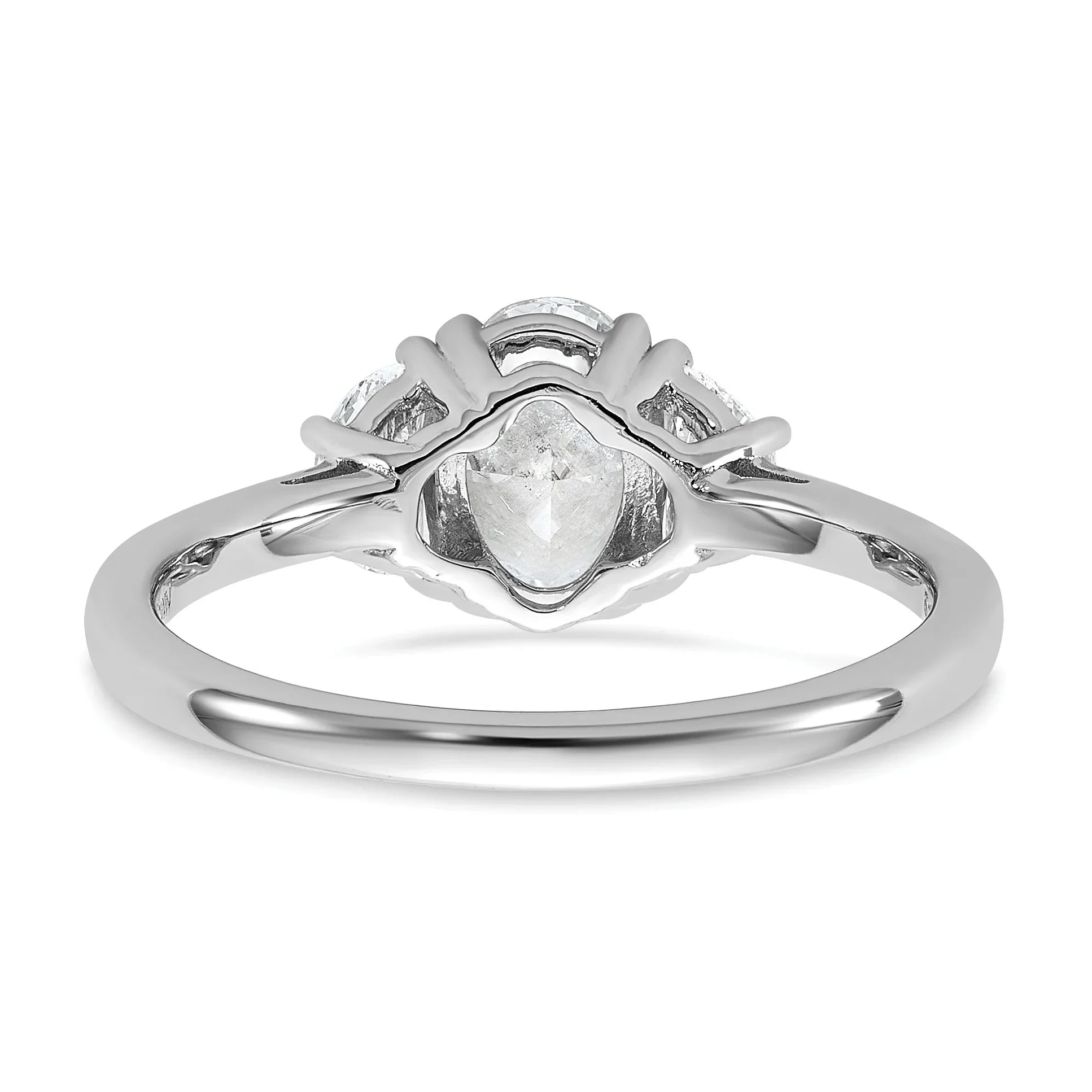 14K White Gold Lab Grown Oval Diamond 3 Stone Engagement Ring - Fine Diamond