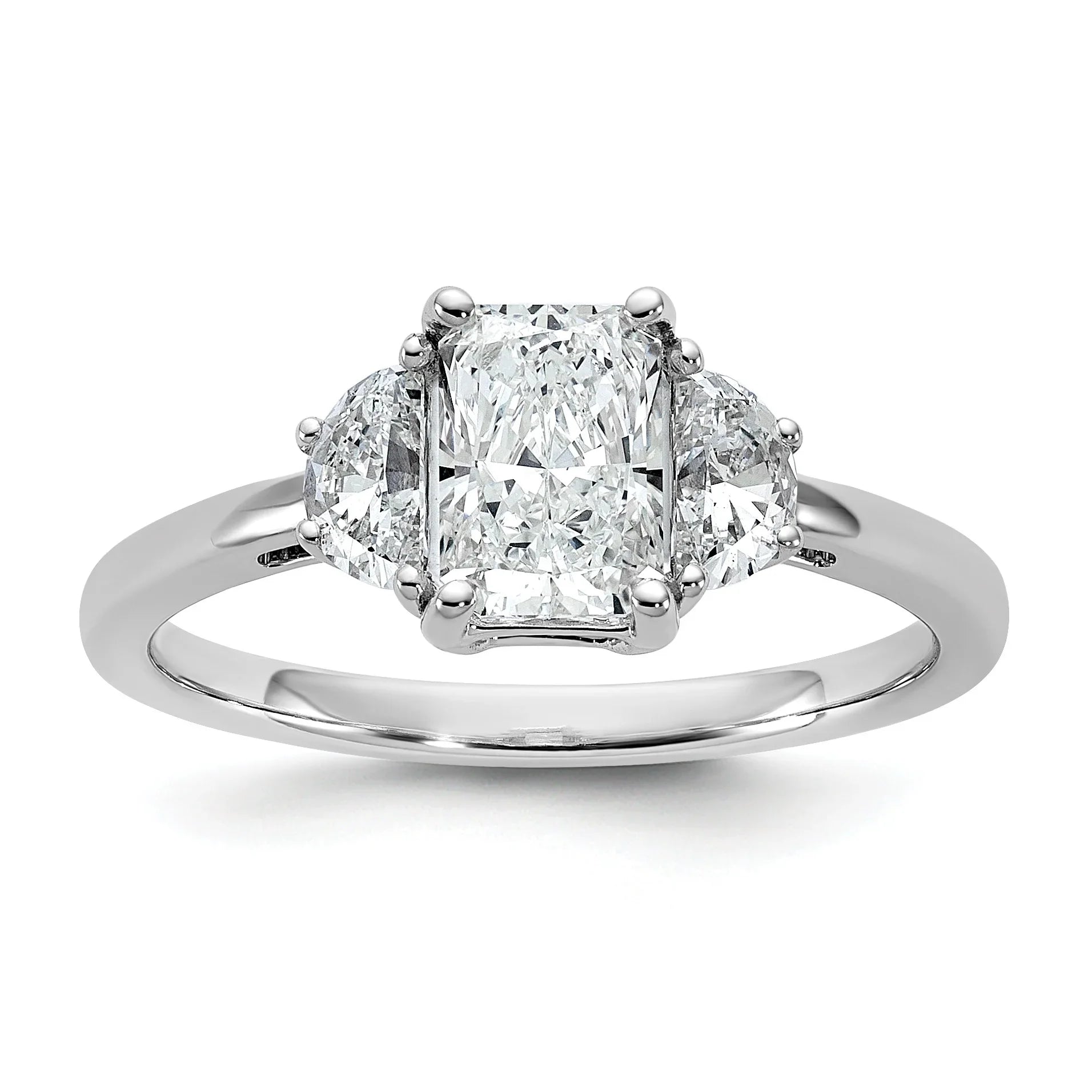 14K White Gold Lab Diamond 3 Stone Semi Mount Engagement Ring - Fine Diamond