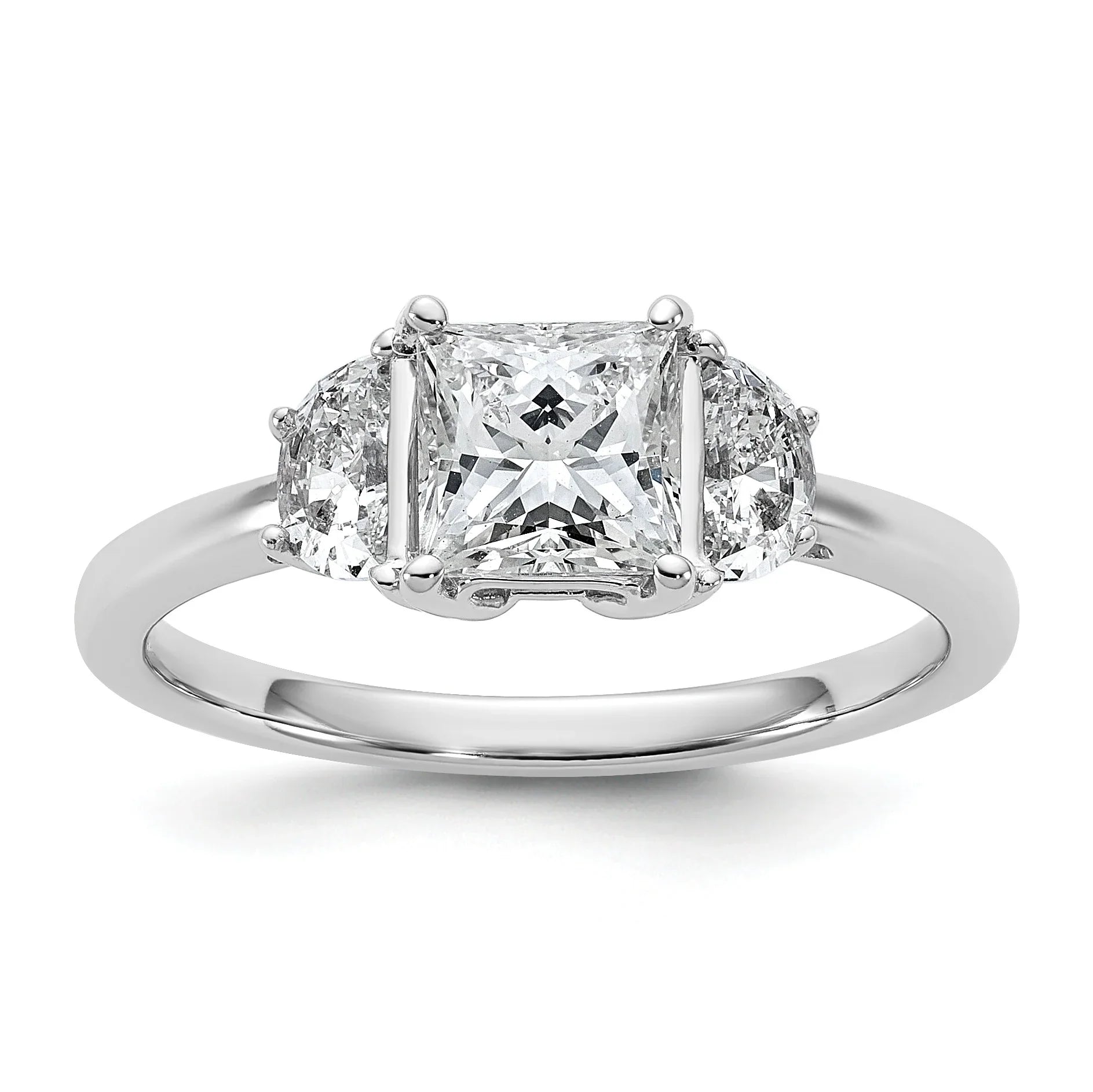 Lab Grown Diamond Princess and Half-moon 3-Stone Bridal Ring - Fine Diamond