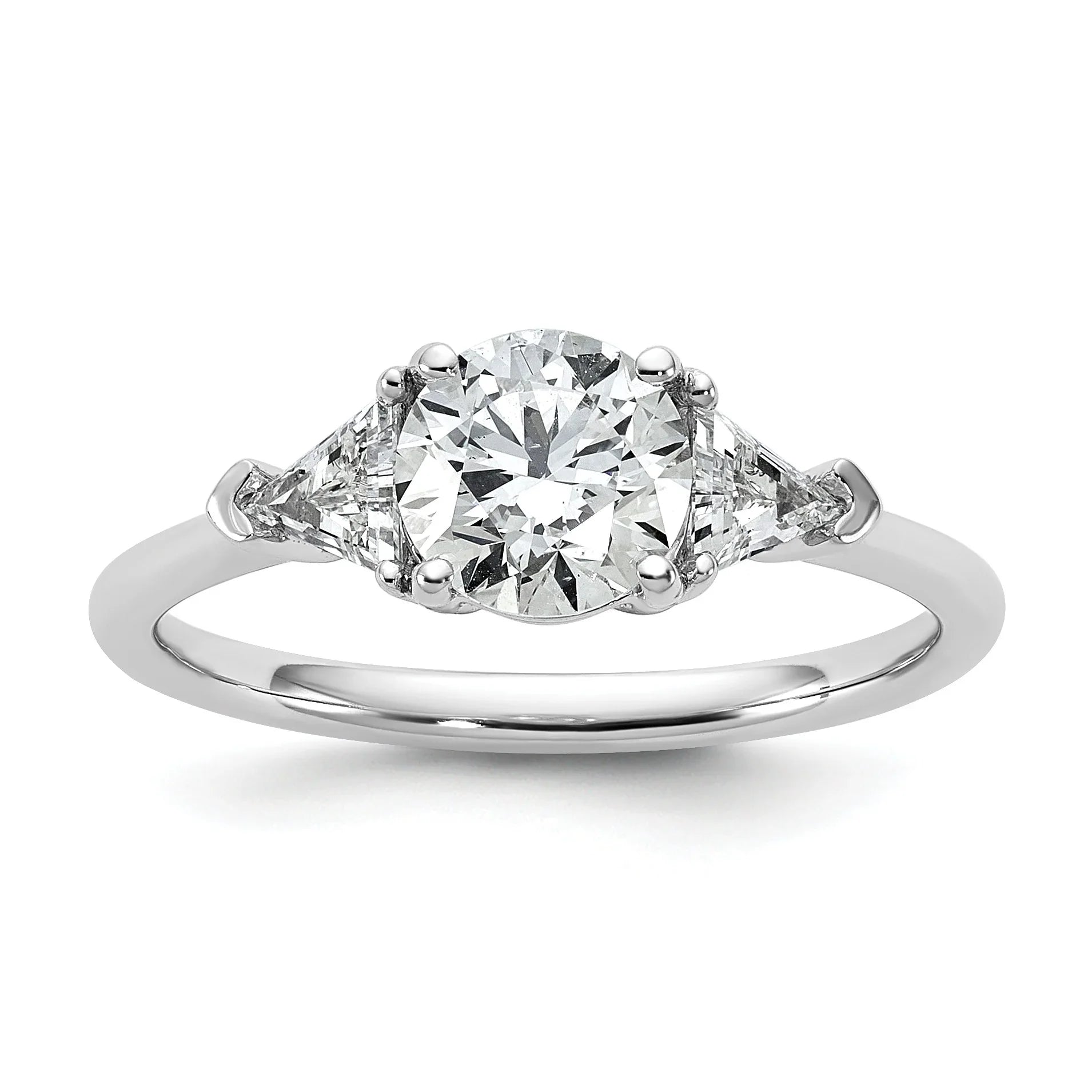 14K White Gold Lab Grown Diamond 3-Stone Engagement Ring - Fine Diamond