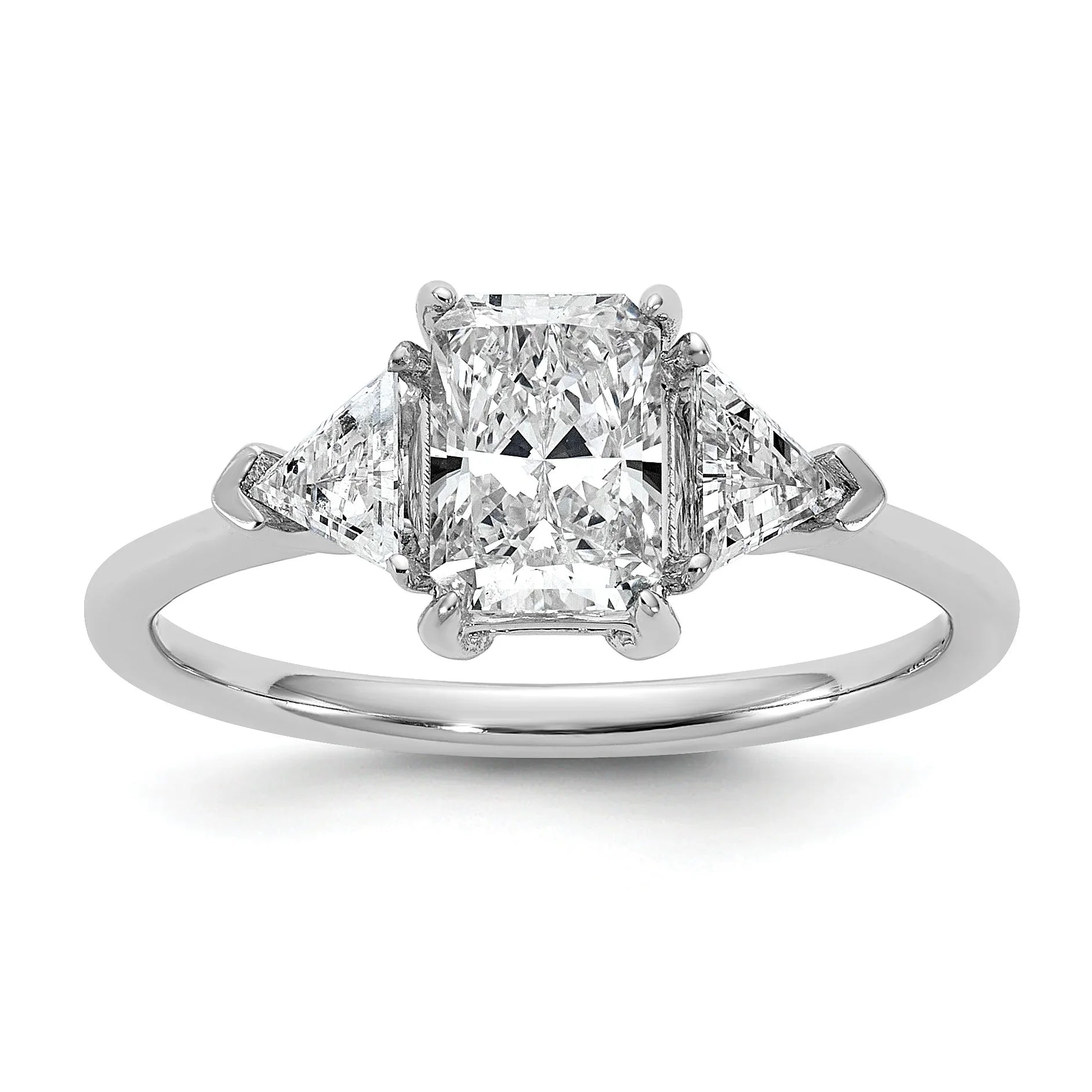 14K White Gold Lab Grown Diamond 3-Stone Bridal Ring - Fine Diamond