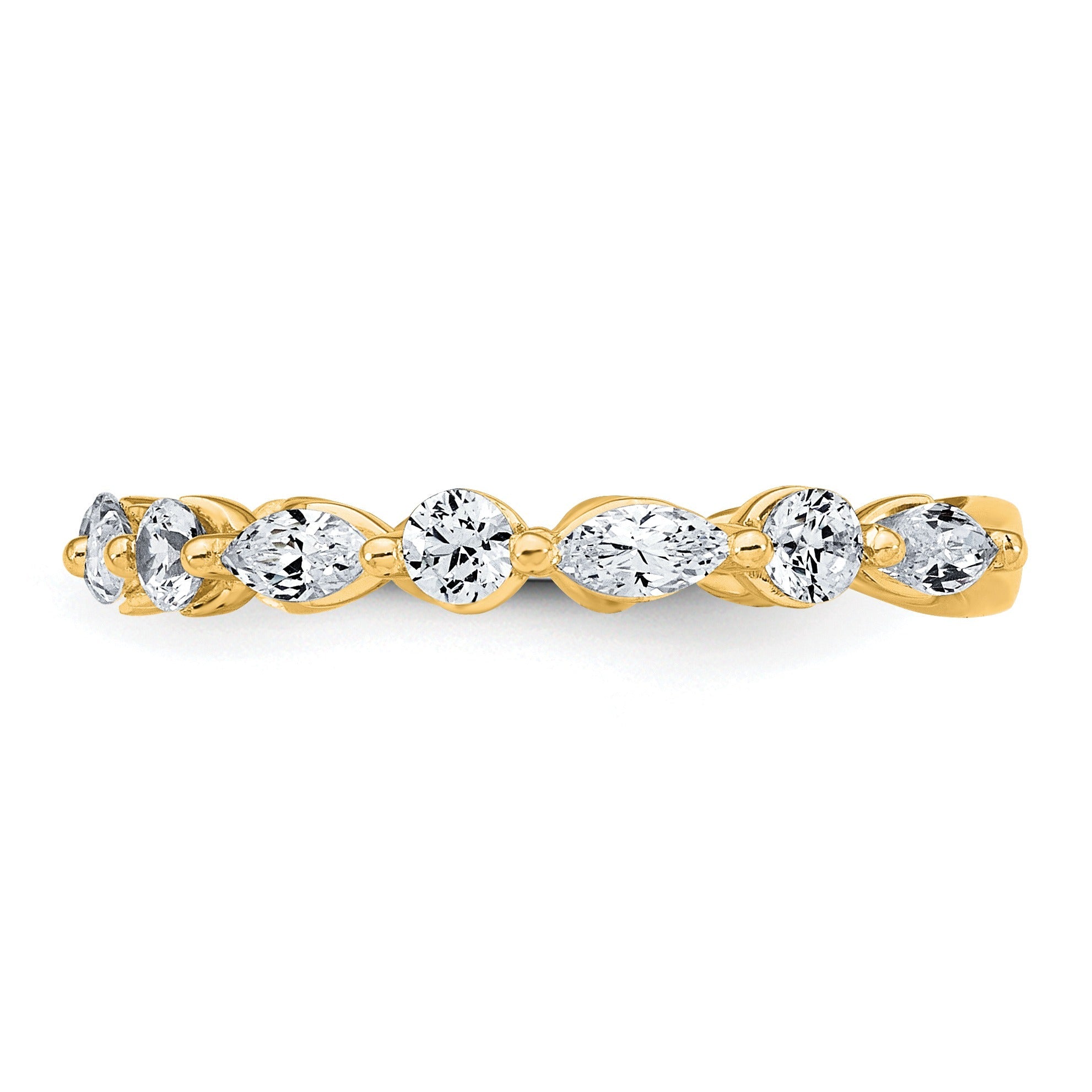 0.75 Ct Lab Grown Diamond Prong 14K Yellow Gold Alternating Wedding Enhancer Band
