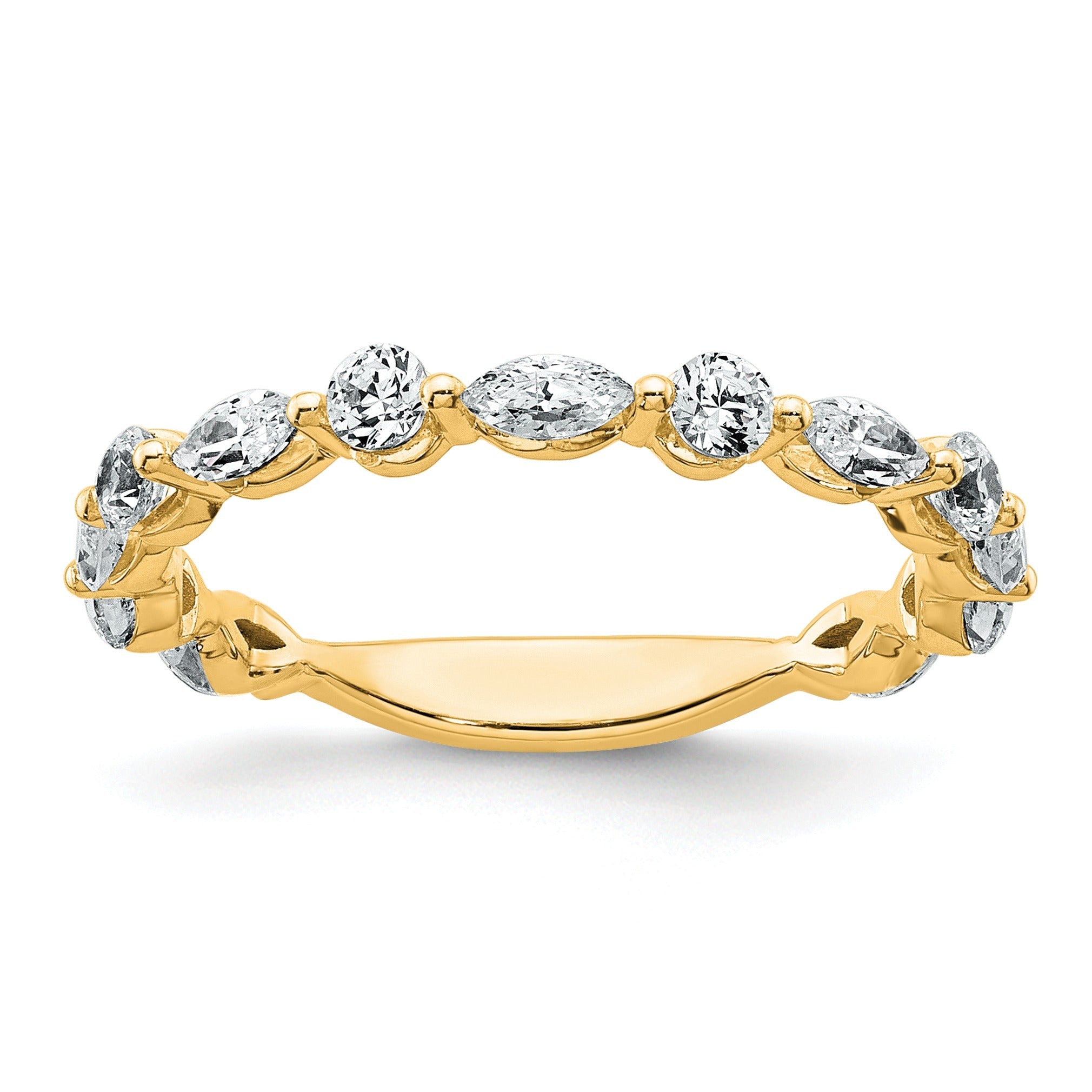 0.75 Ct Lab Grown Diamond Prong 14K Yellow Gold Alternating Wedding Enhancer Band