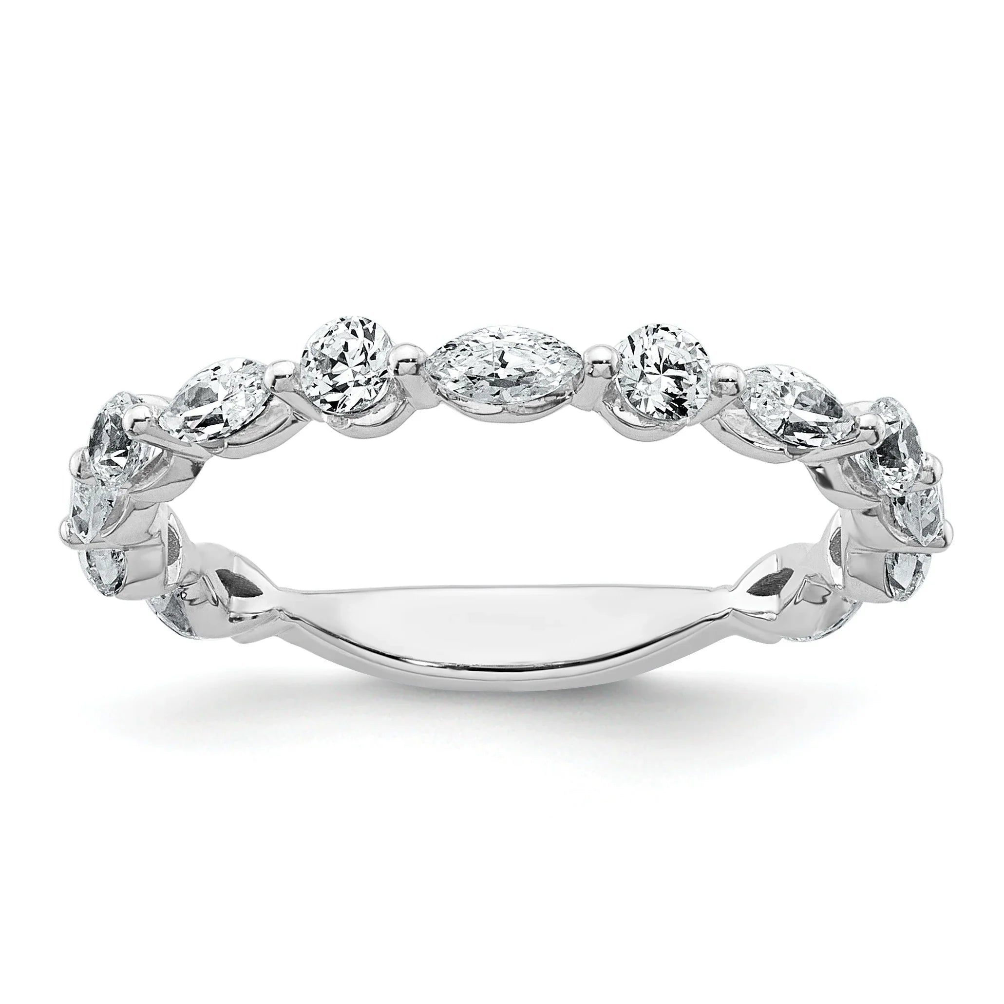 14K White Gold Lab Grown Diamond Wedding Band Ring 0.75 Ct