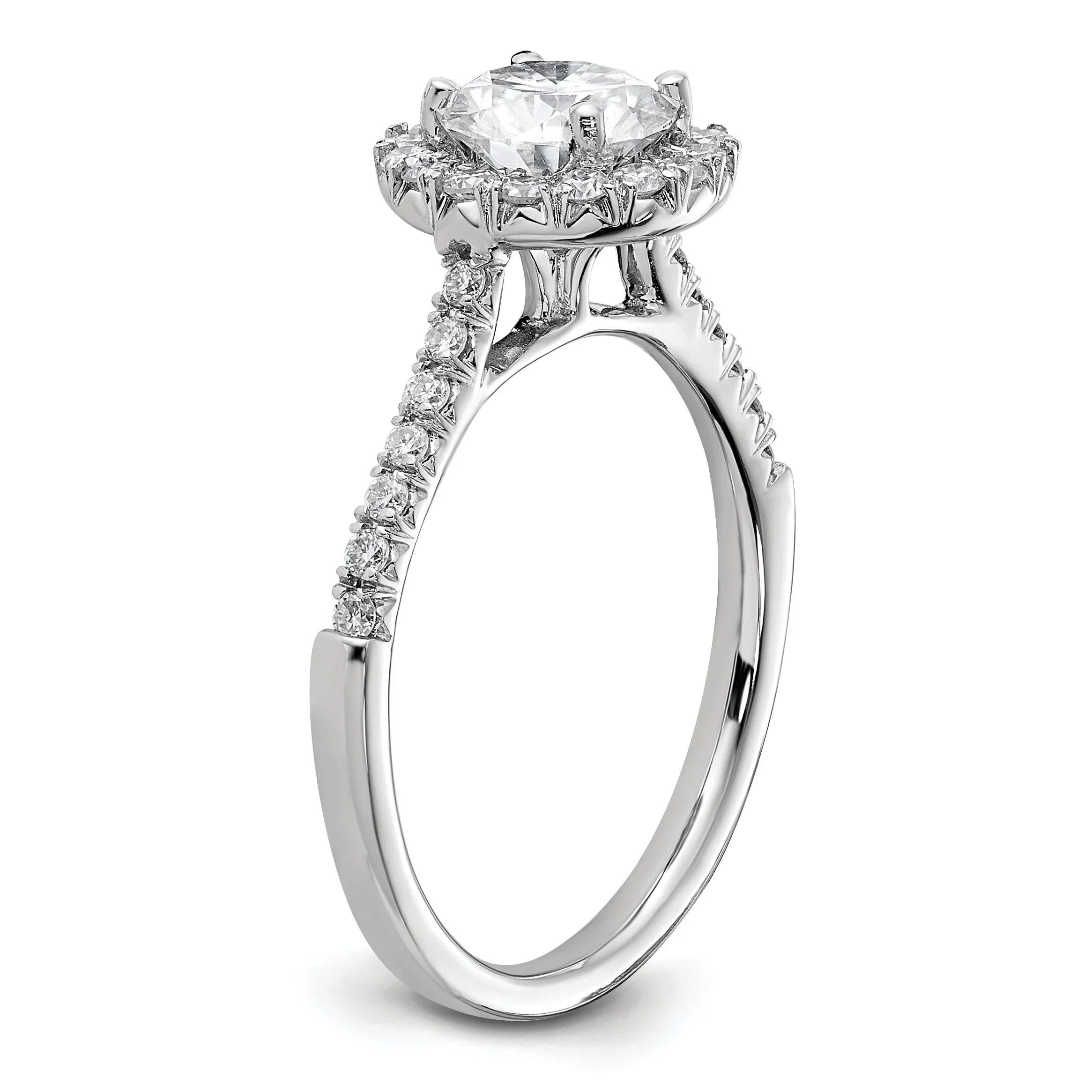 14k White Gold Lab Grown Diamond Halo Ring Semi Mount - Fine Diamond