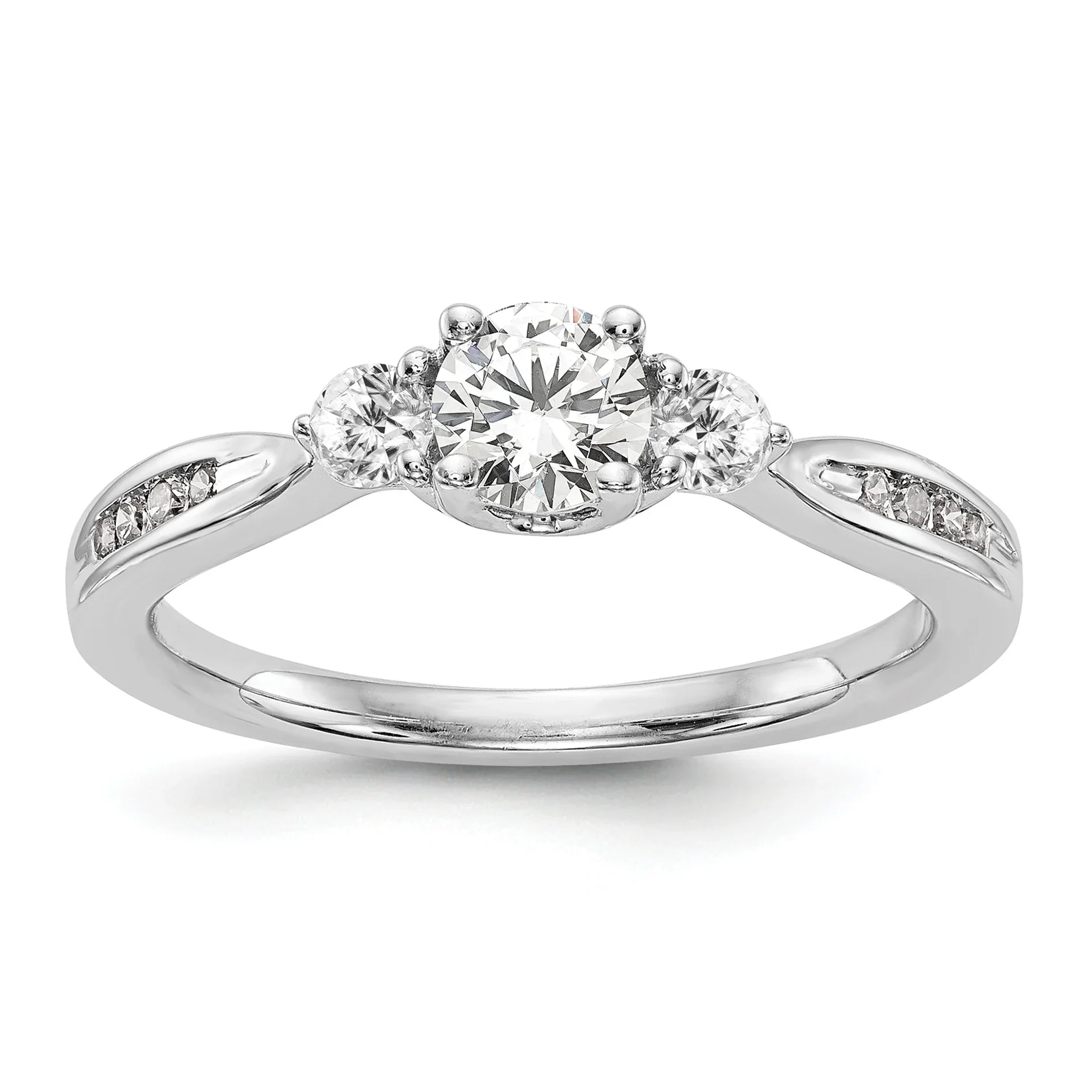 14k White Gold Lab Grown Diamond 3-Stone Engagement Ring 0.62 Ct - Fine Diamond