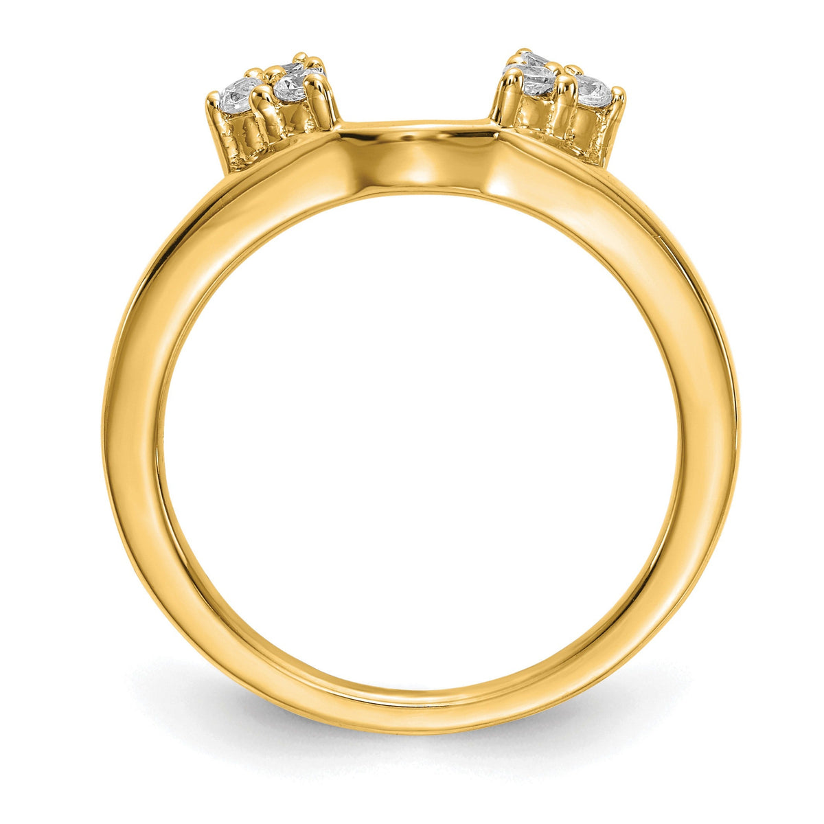Round Lab Grown Diamond Prong 14K Yellow Gold Tri-Cluster Ring Wrap Enhancer Band