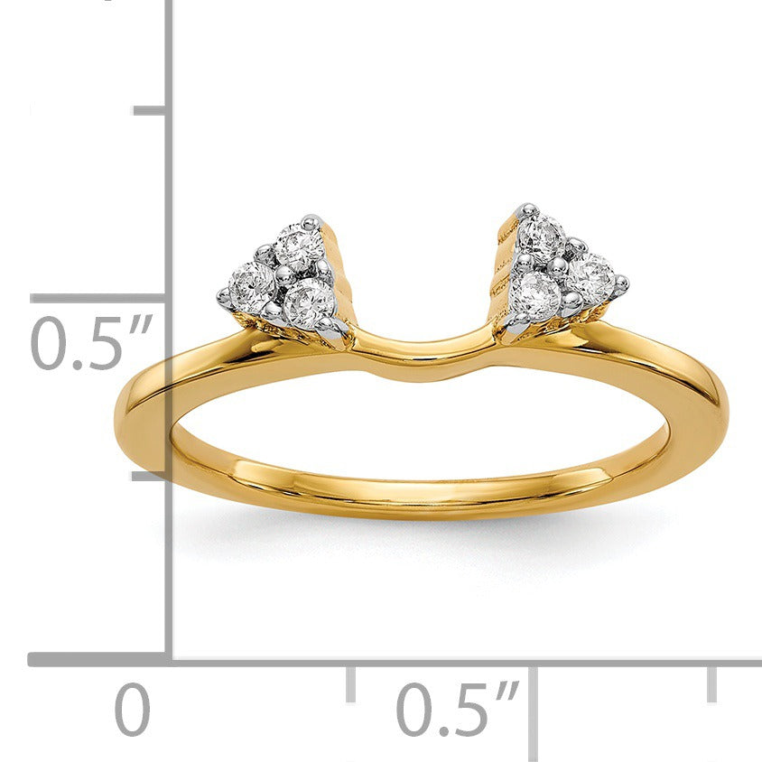 Round Lab Grown Diamond Prong 14K Yellow Gold Tri-Cluster Ring Wrap Enhancer Band