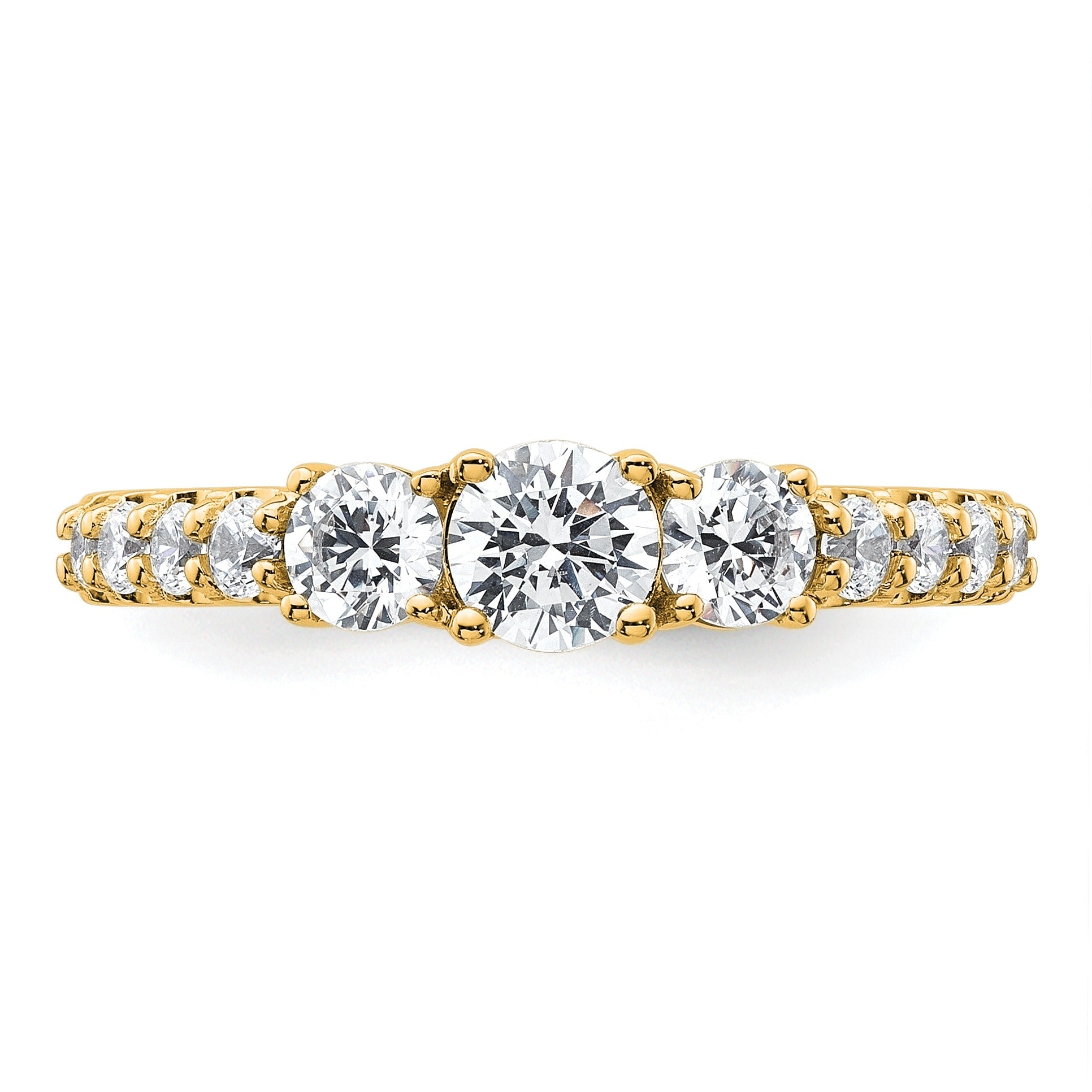 14k Gold Lab Grown Diamond 3-Stone Engagement Ring - Fine Diamond