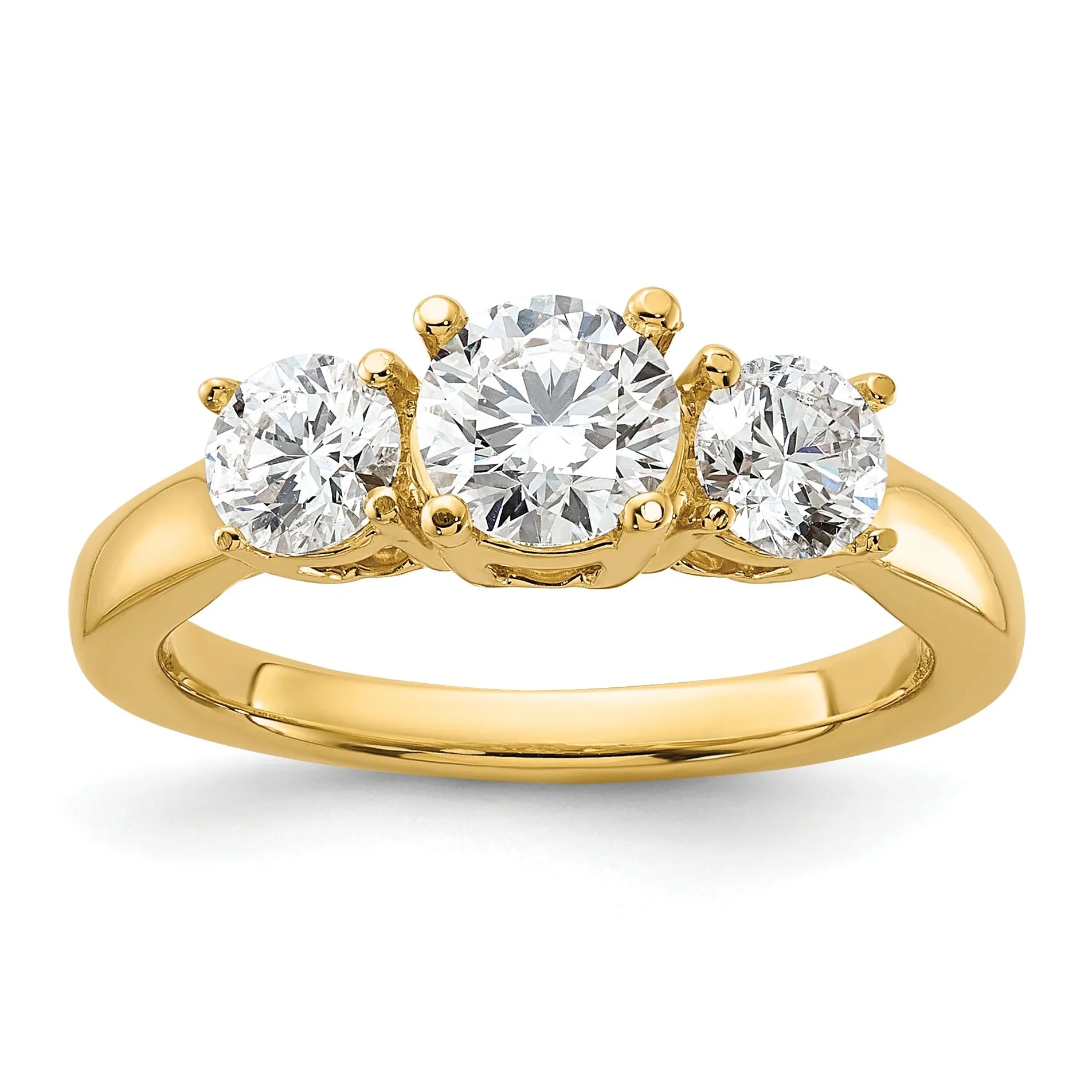 14K Gold Lab Grown Diamond 3-Stone Engagement Ring - Fine Diamond