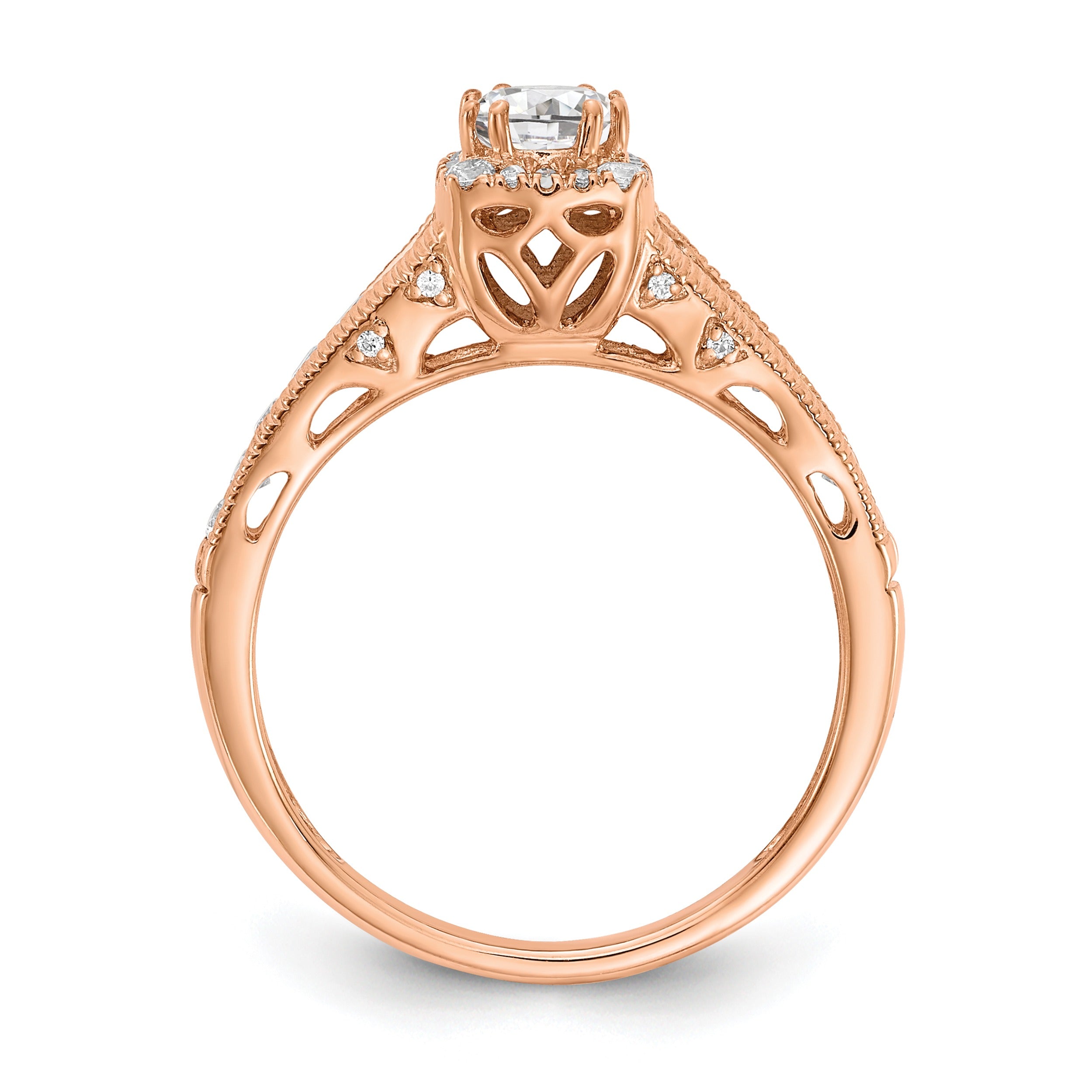 14k Rose Gold Lab Grown Diamond Petite Halo Engagement Ring