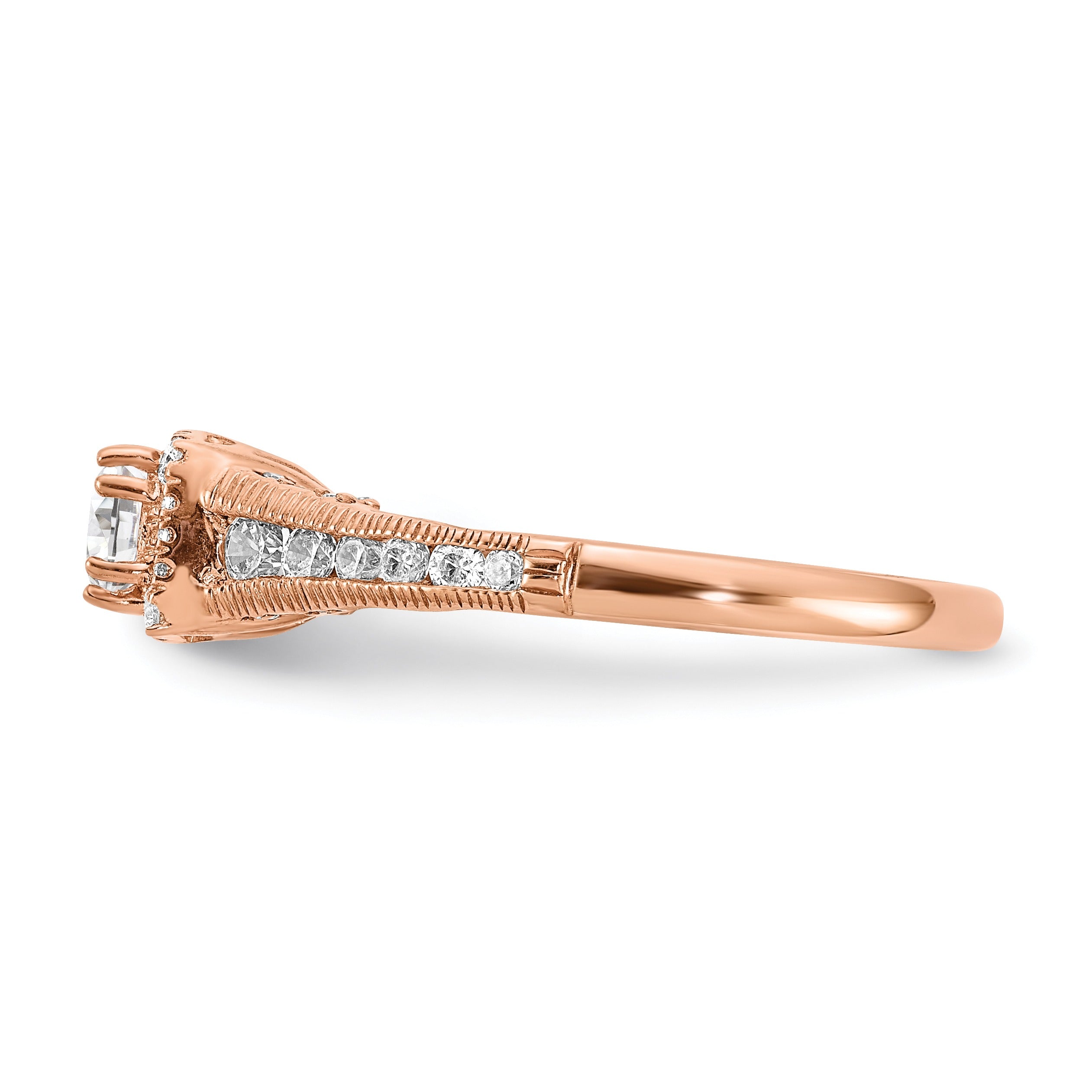 14k Rose Gold Lab Grown Diamond Petite Halo Engagement Ring