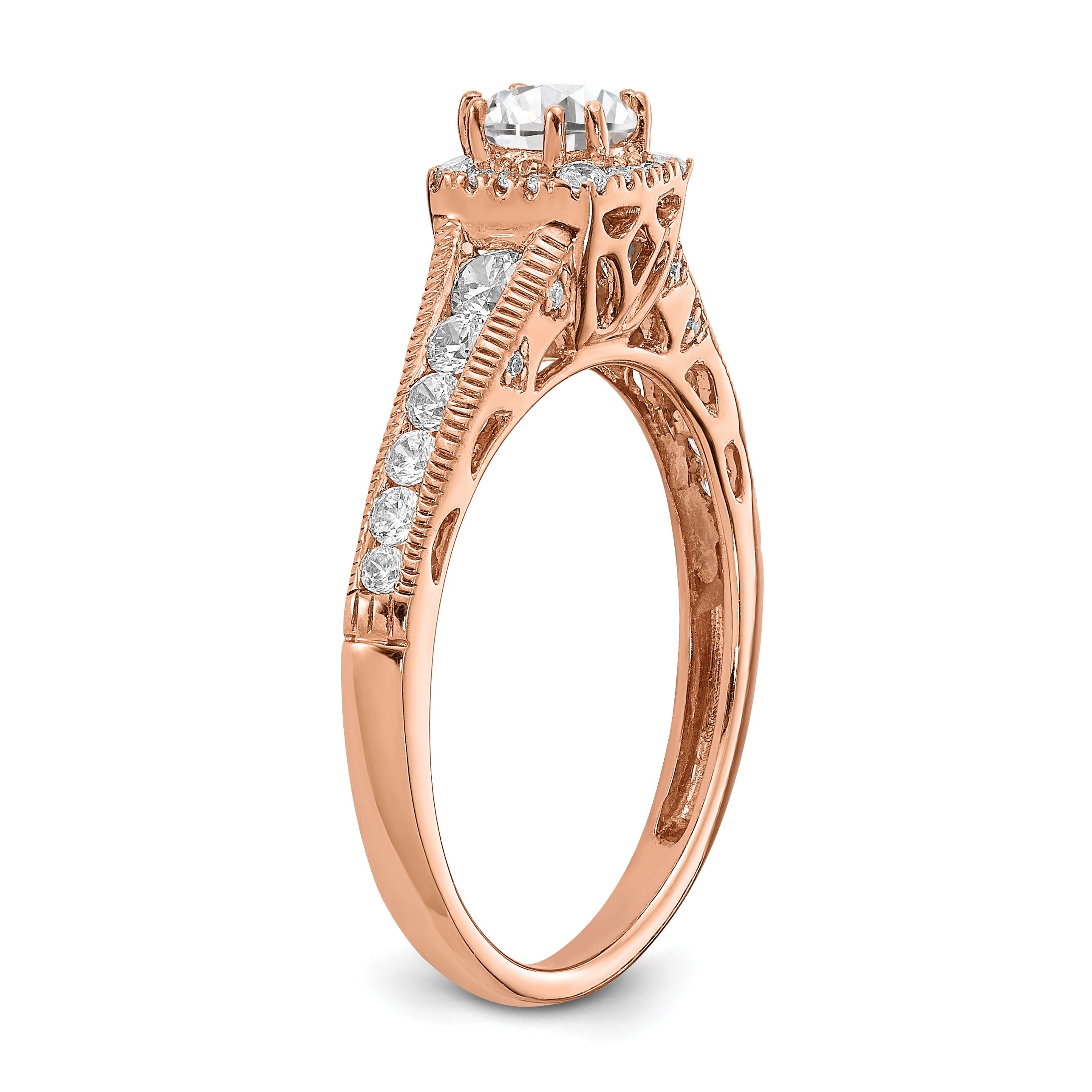 14k Rose Gold Lab Grown Diamond Petite Halo Engagement Ring